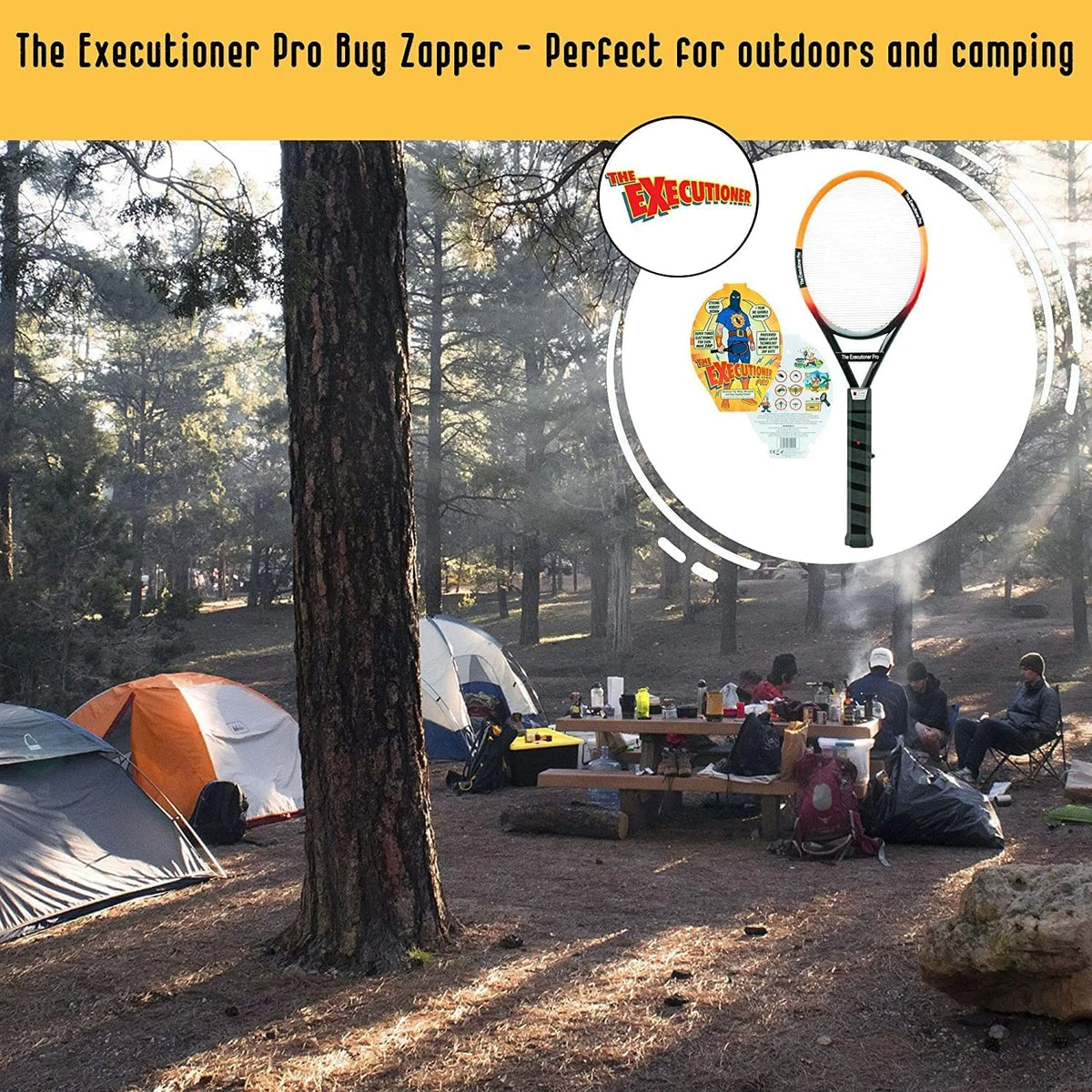 The Executioner Pro 2 pack Fly Swatter Racket Bug Zapper Indoor Outdoor 55cm