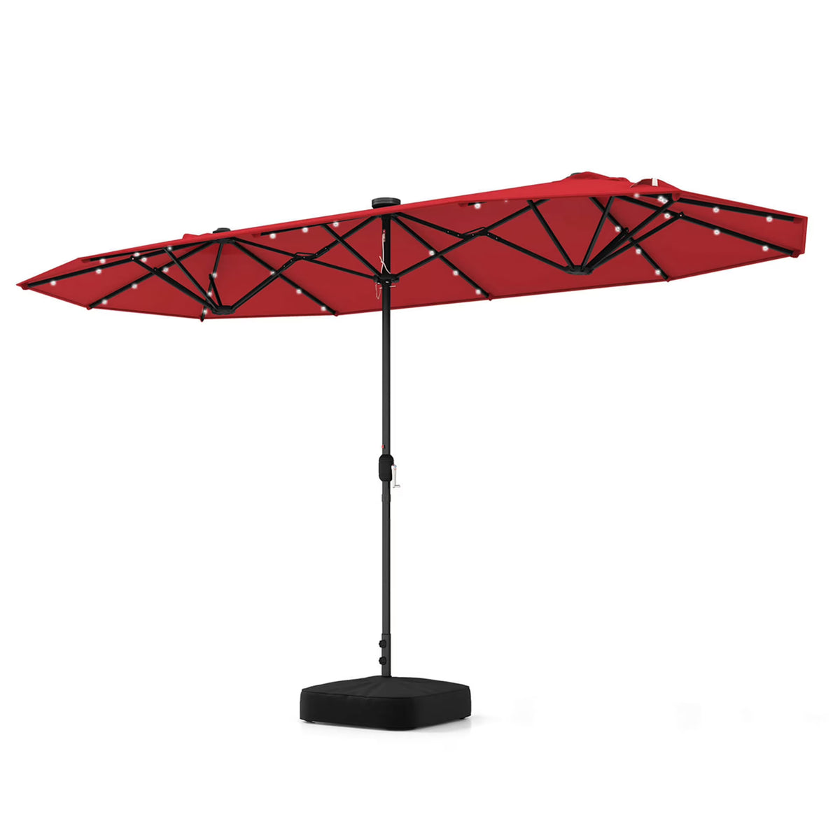 Costway 13ft Beige Rectangle Double-sided Patio Umbrella, Crank Lift