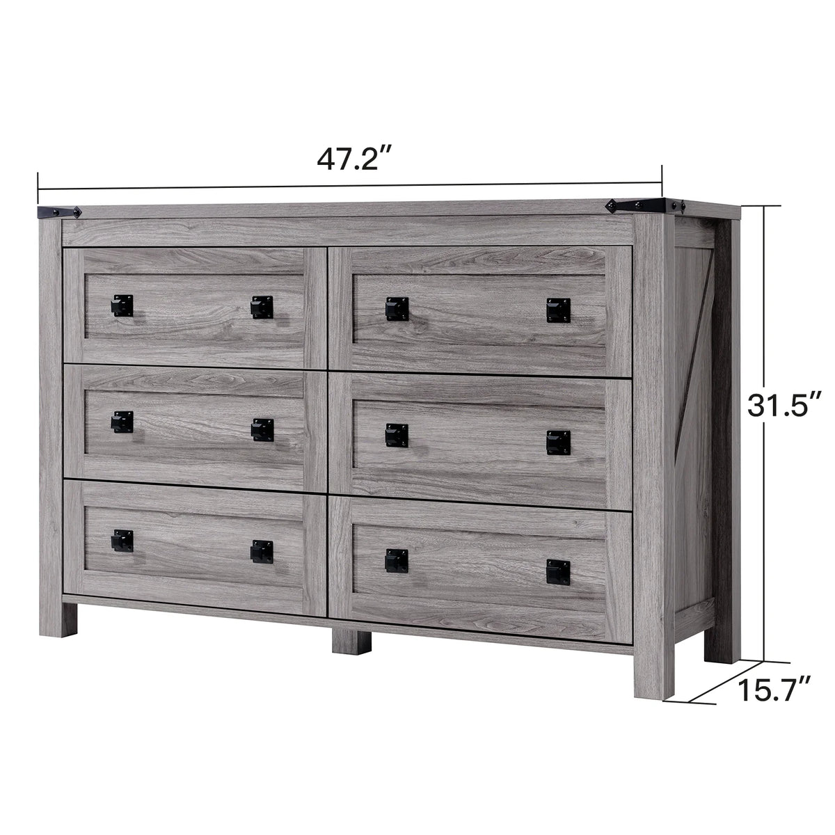 CHITOOMA Wooden Dressers for Bedroom 6 Drawer Adult, 47.2" Storage Cabine with Double Handle, Chest of Drawers for Living Room Hallway, Walnut