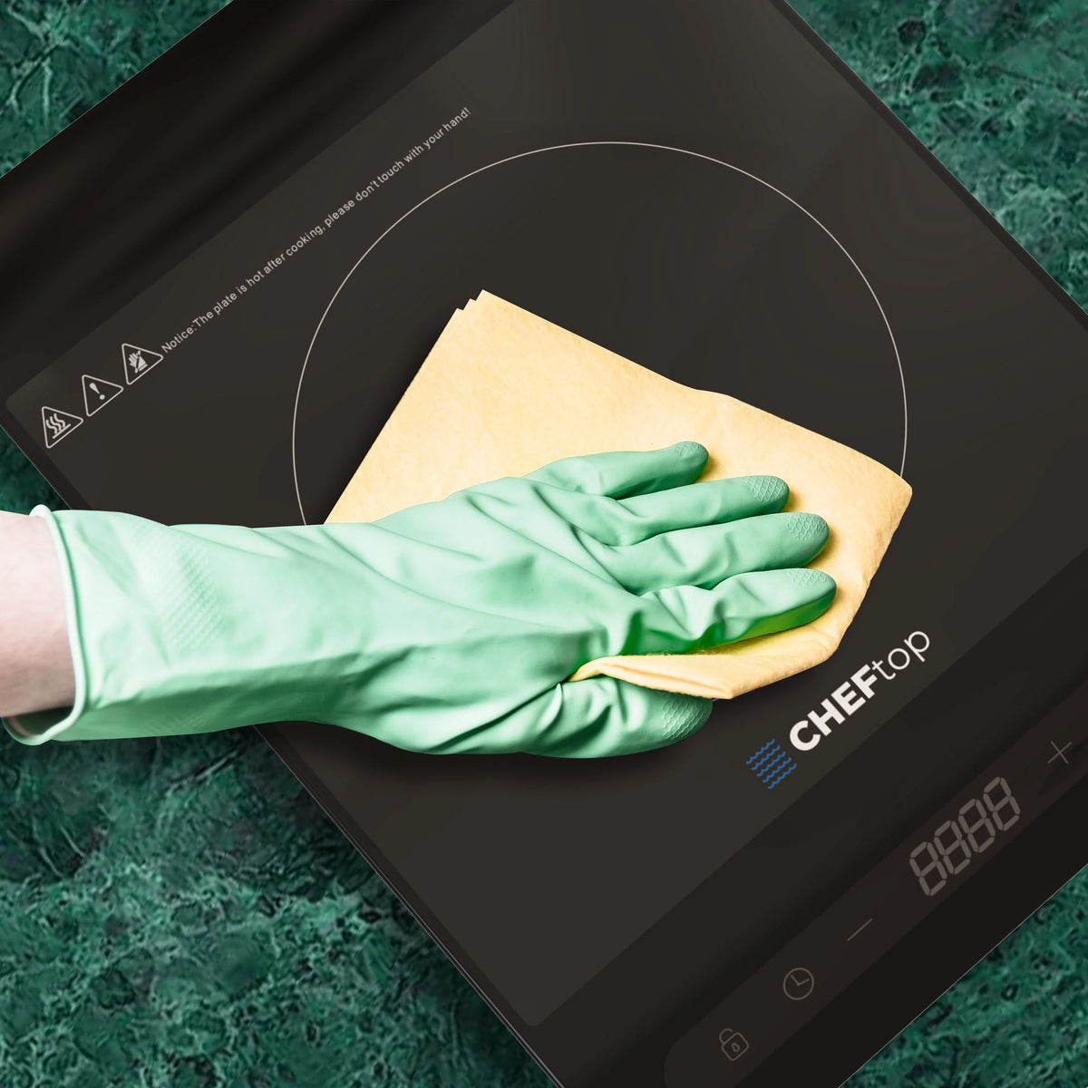 Cheftop Single Burner Induction Cooktop - Portable 120V Digital Ceramic Top 1300 Watt, Touch Sensor Control, Multiple Controls Cooking Zones & Power Levels