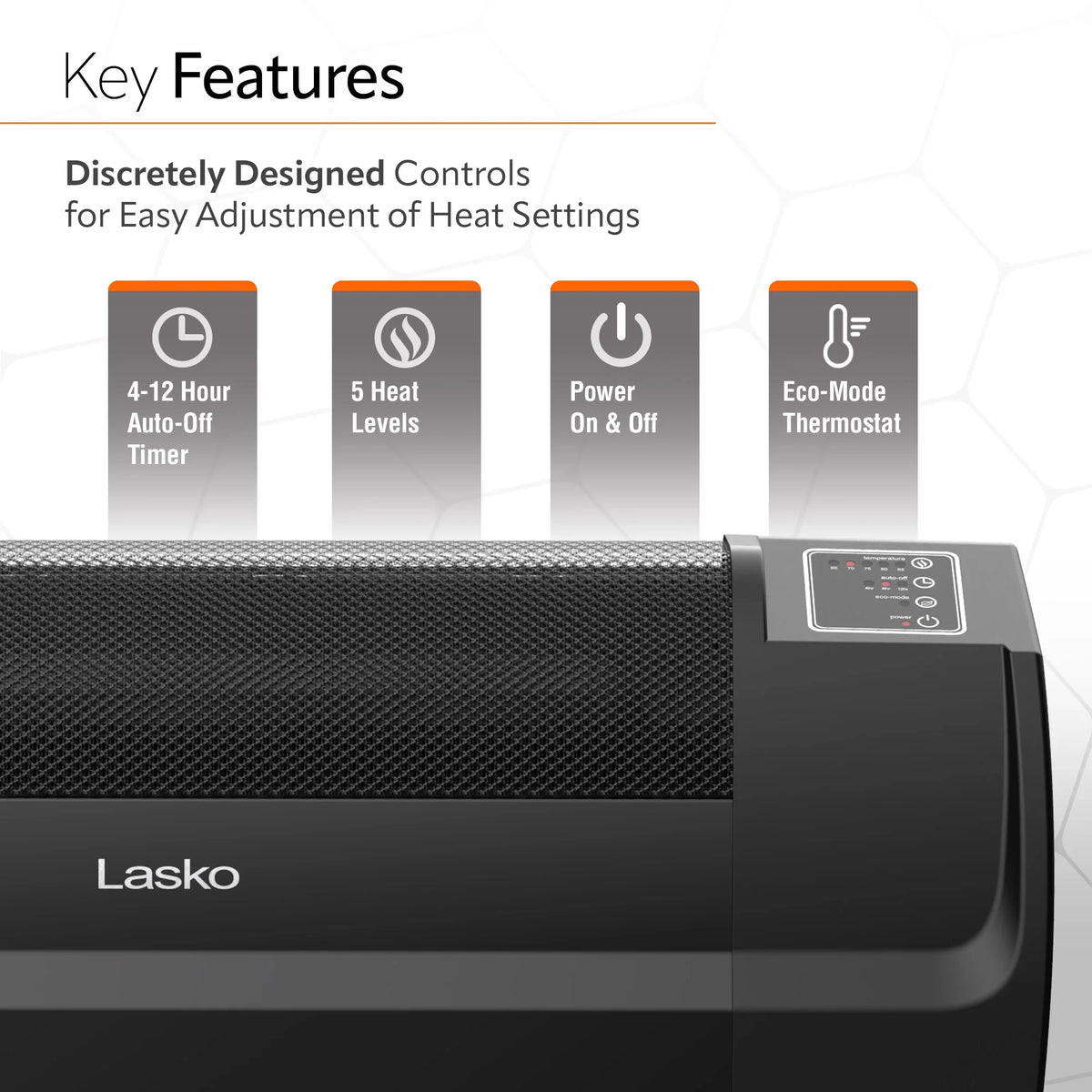 Lasko 12" 1500 Watt Low Profile Silent Space Heater with Timer, Black, RL12720