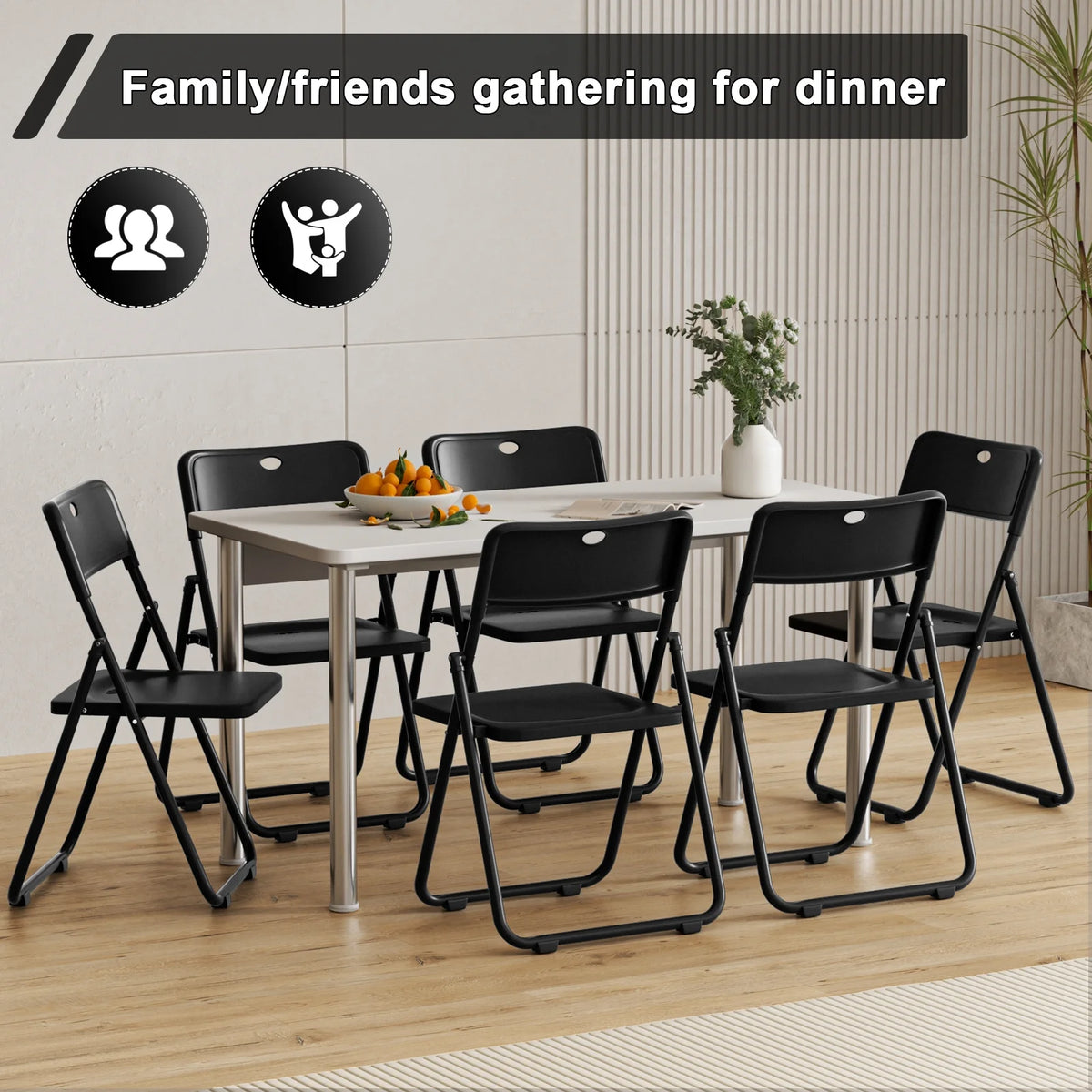 Anvazise Folding Chair 6Pcs/Set Folding Chairs, Staff Backpack Computer Chair, Basics Foldable Plastic Chair, Outdoor Portable Activity Chair, Black (Black)