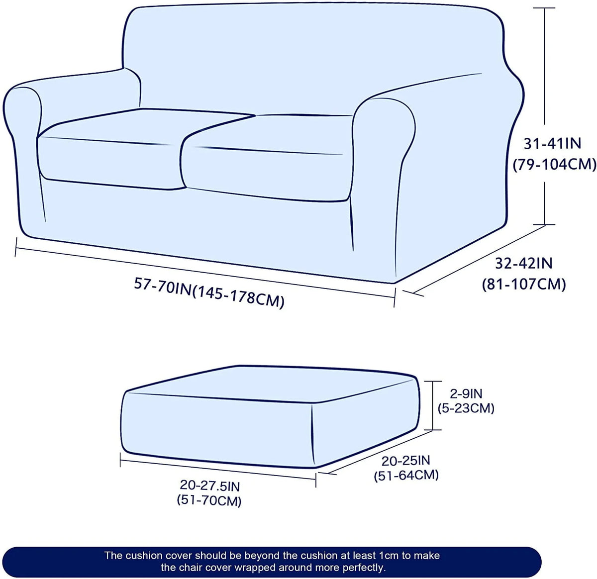 Subrtex 3-Piece High Spandex Textured Grid Sofa Slipcover, Separate Cushion Cover(Gray, Loveseat)