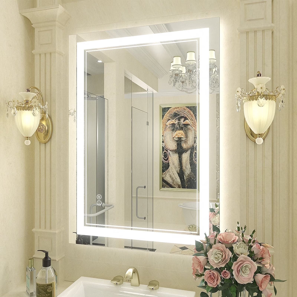 Frameless Frontlit LED Anti-fog Bathroom Vanity Mirror 96x36 inch