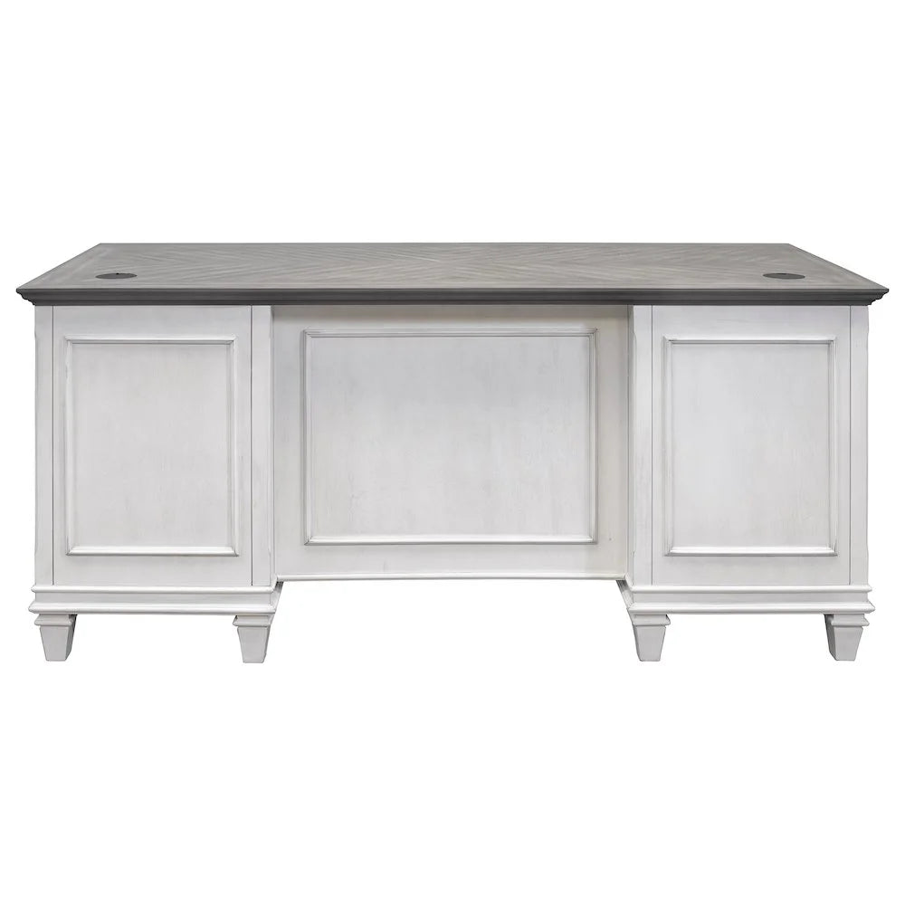 Martin Furniture Hartford White Wood Double Pedestal Desk Executive Desk