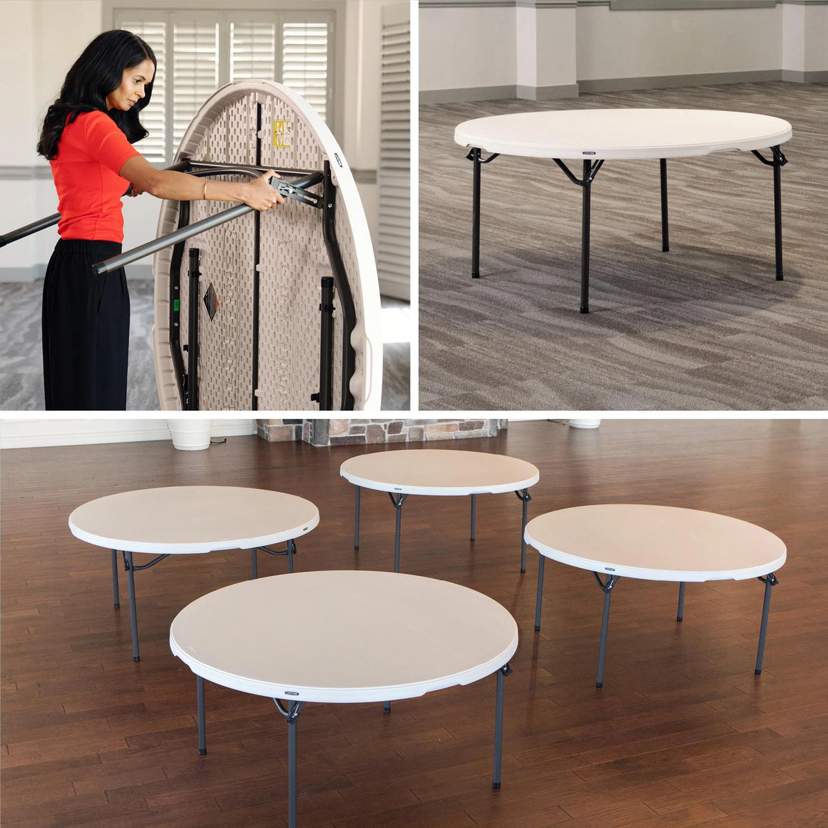 Lifetime (15) 60 in. White Round Tables and Cart Combo - 80441