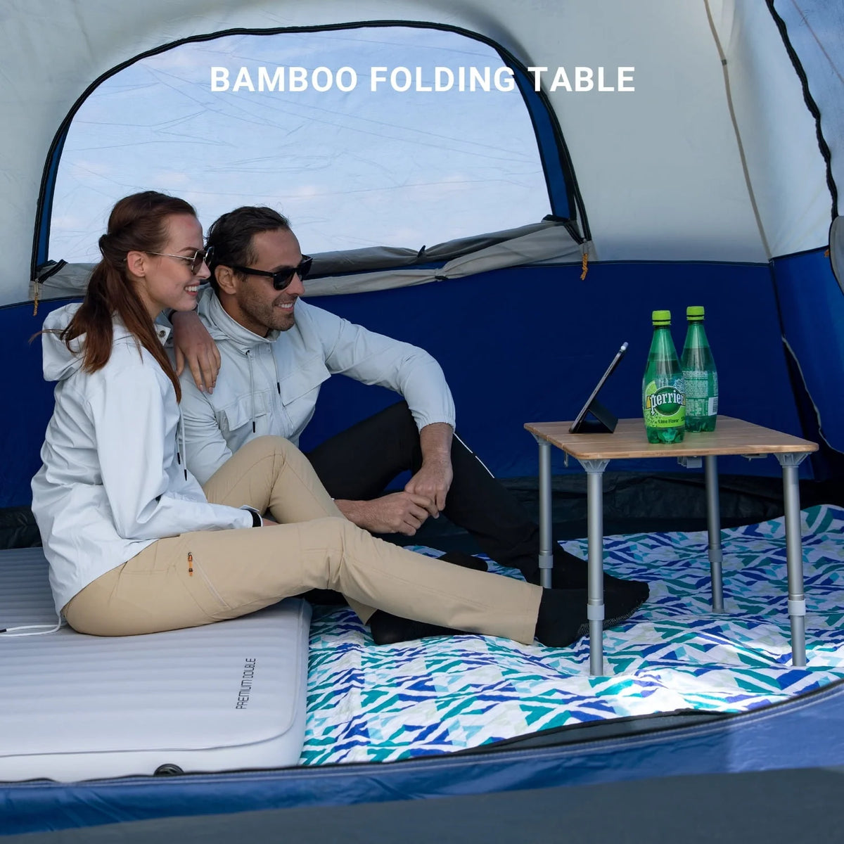 ATEPA Camping Folding Bamboo Table Portable Camp Outdoor Table with Carrying Bag, 23.6"*15.7"