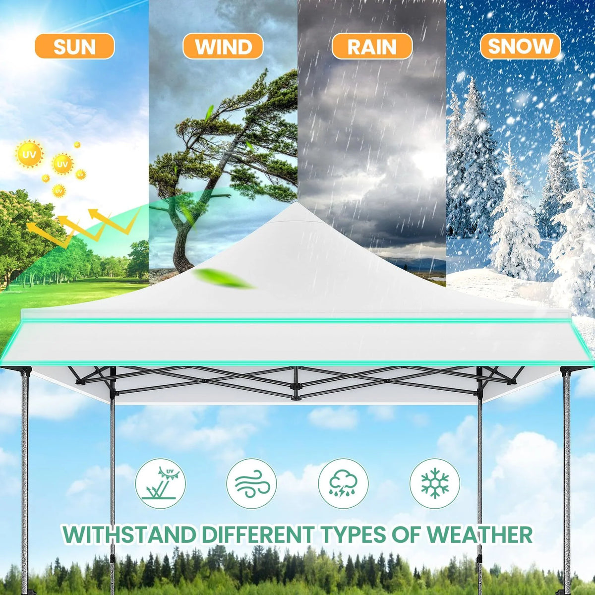COBIZI 10x20 Pop Up Canopy Heavy Duty Party Tent with Removable Awning and Sidewalls,Easy Up Outdoor Wedding Canopy,Gazebo All Season Windproof&Waterproof with Roller Bag UPF 50+,Black