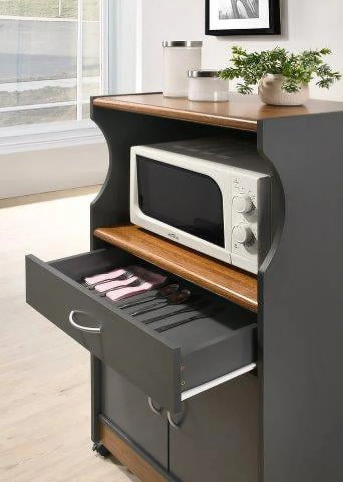 Hodedah Microwave Kitchen Cart, White
