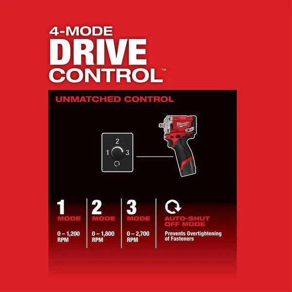 M12 FUEL 12V Brushless Cordless Stubby 3/8 in. Impact Wrench Kit with 3/8 in. Drive SAE/Metric Socket Set (43-Piece)