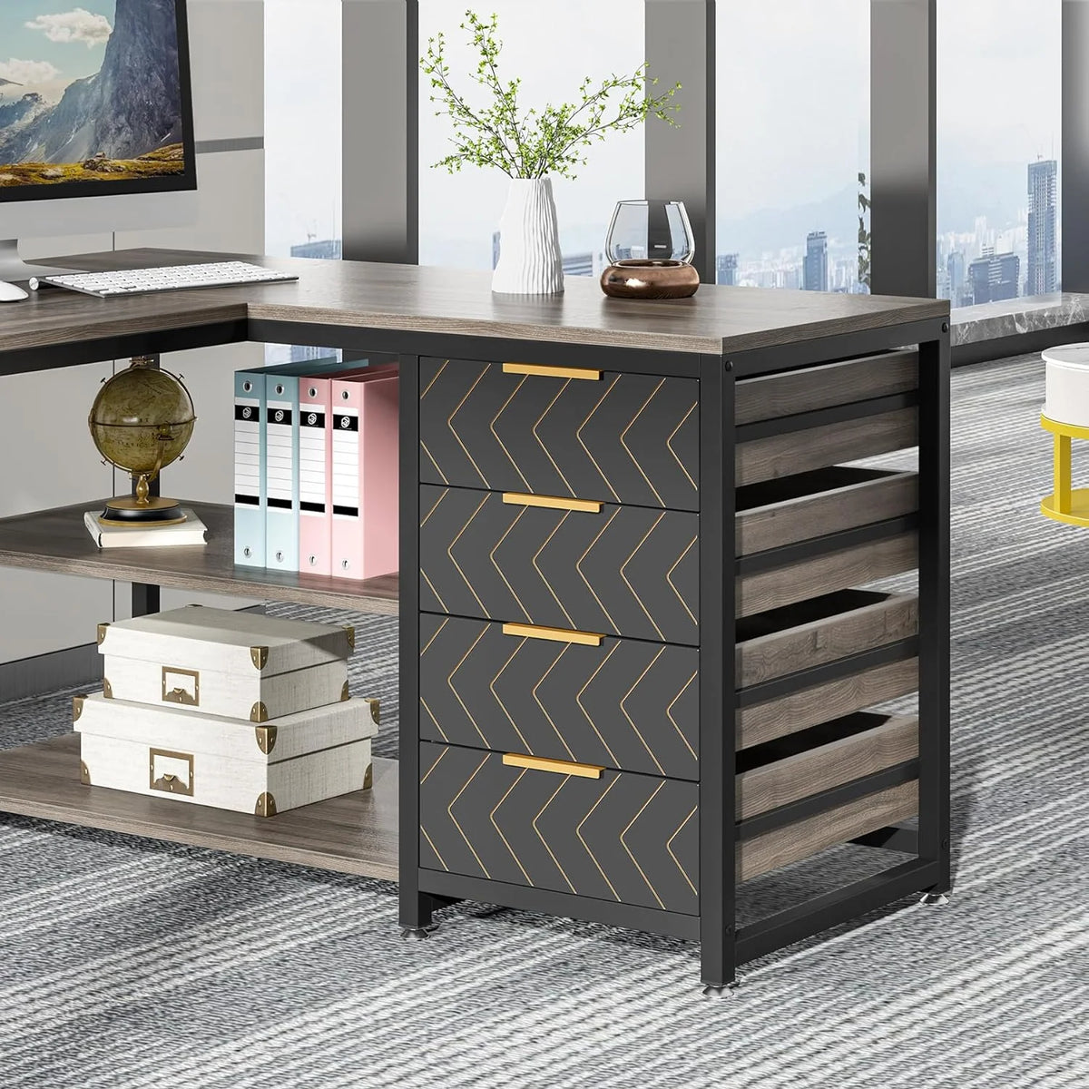 Tribesigns 59" L-Shaped Office Desk, Modern Reversible Computer Study Desk for Home Office, White