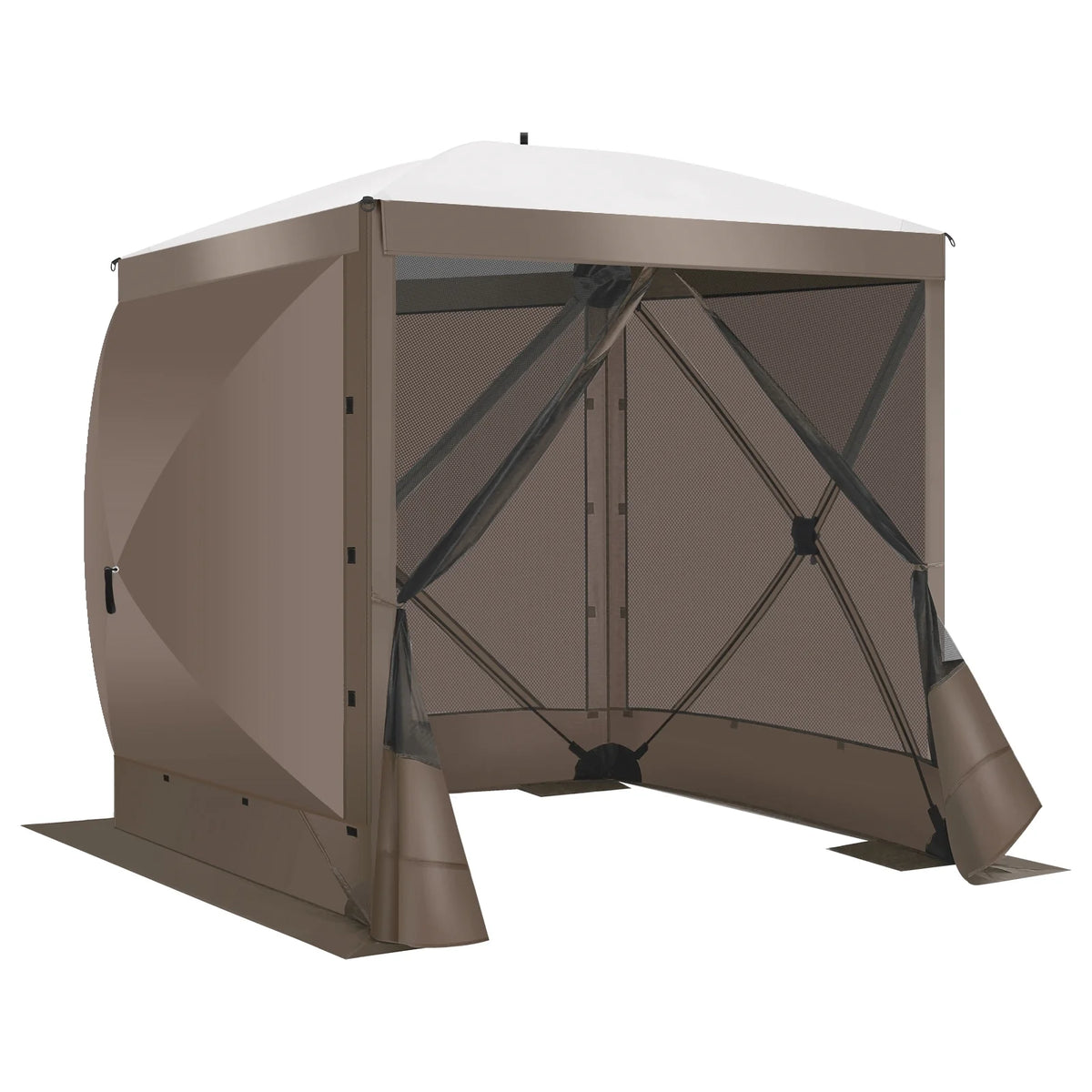 Hoteel 6x6ft Outdoor Pop Up Gazebo for Camping, Screen House with 4 Sidewalls and Mosquito Netting, Waterproof, UV Resistant,Portable Carry Bag, for Outdoor Camping, Lawn and Backyard, Brown