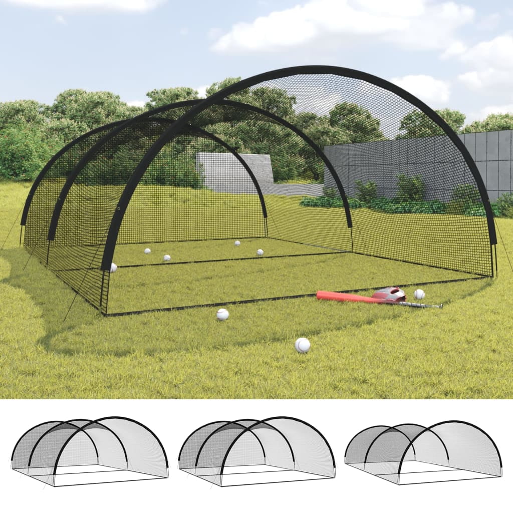 vidaXL Baseball Batting Cage Net Black 236.2"x157.5"x98.4" Polyester