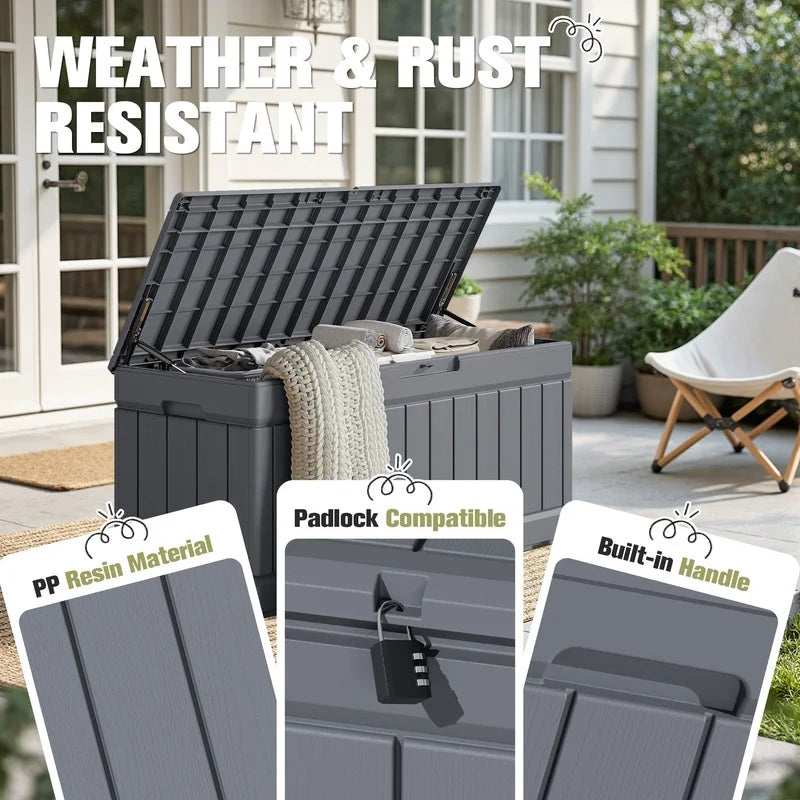 Homall 82 Gallon Outdoor Storage in Resin Deck Box 45.66in Width Lockable Deck Box, Black
