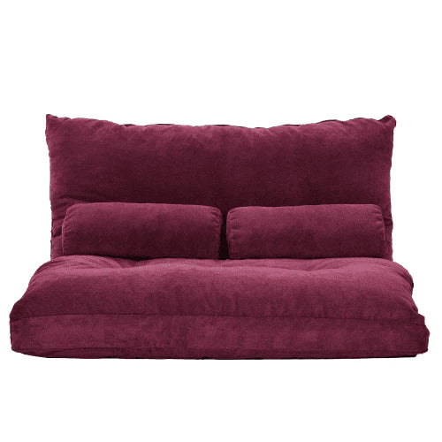 Folding Floor Sofa Bed with 5-Position Adjustable Recliner Lazy Sofa Video Gaming Sofa,Lounge Sofa with Two Pillows, Black
