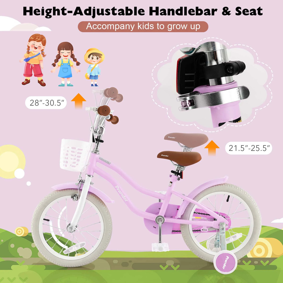 Costway 18'' Kids Bike Toddler Bicycle with Training Wheel Kickstand for 4-8 Years Old Pink