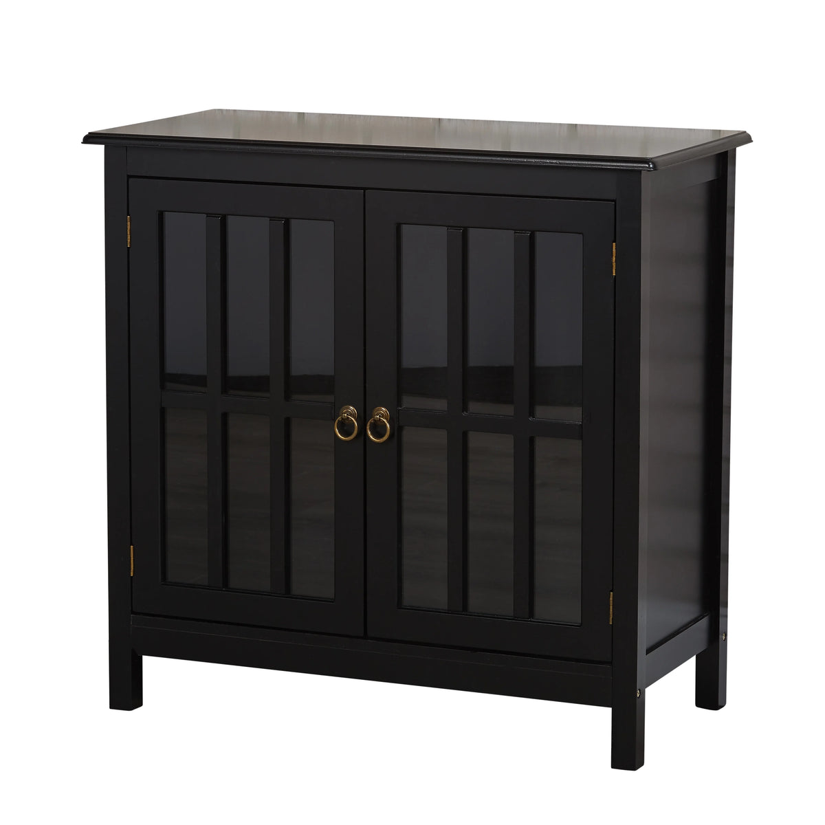 Simple Living  Portland 2-Door Glass Cabinet Antique White