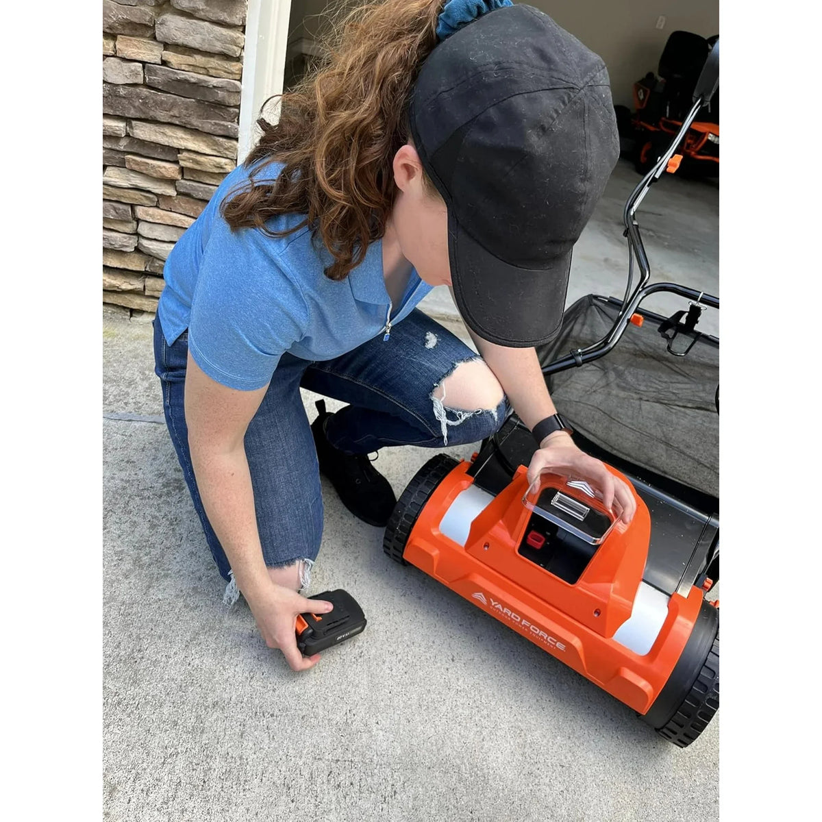 Yard Force YF20vRX-RM2  Reel Mower Cordless Hybrid 15-inch 20V Lithium-Ion, 2 Battery, Compact Storage, 12 Gallon Bag, Clean Cut for Healthy Lawn, Bermuda and Centipede Grass Only