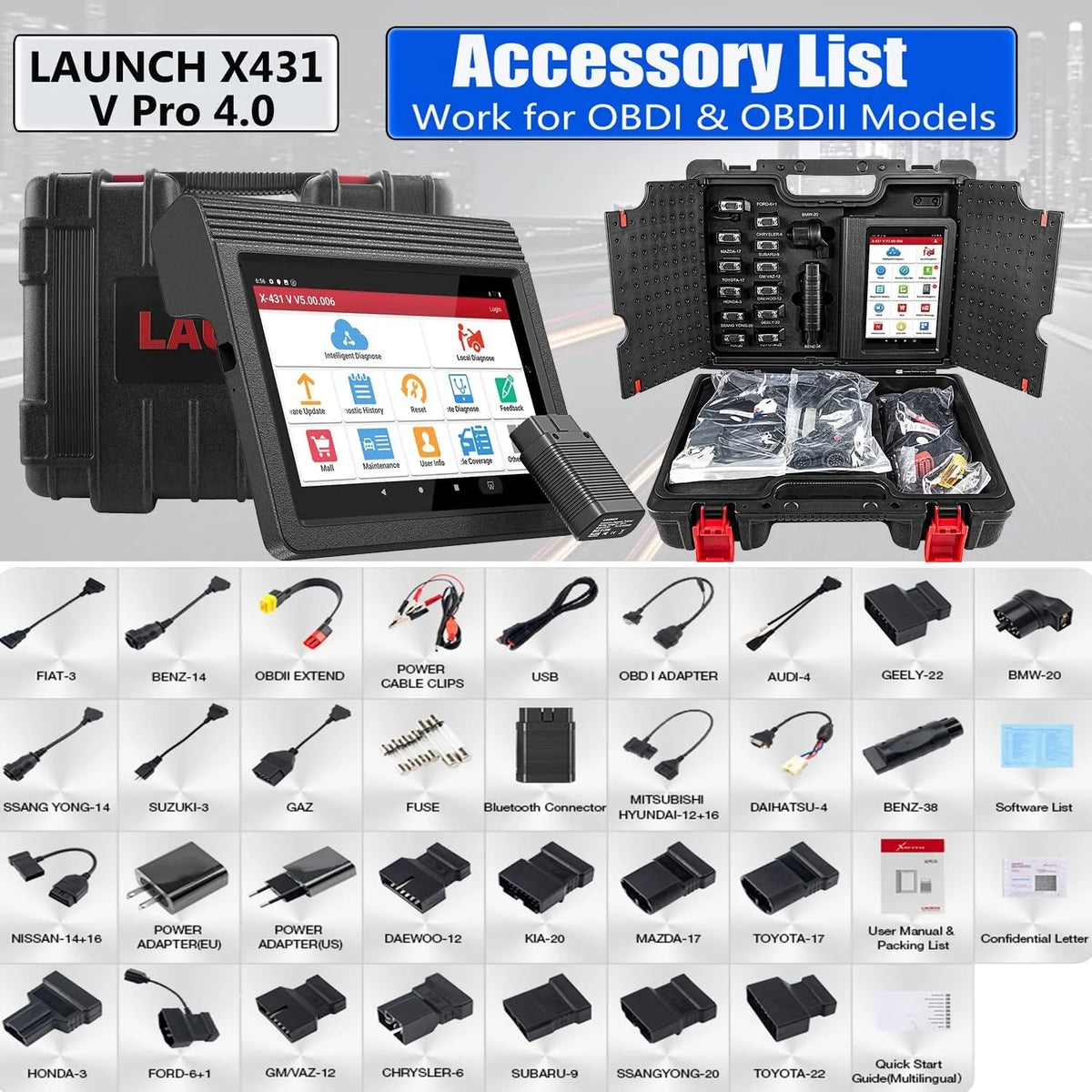 LAUNCH X431 V Pro 4.0 Car Diagnostic Scan Tool, OE-Level Full Systems Bidirectional Automotive Diagnostic Scanner with 37+ Reset Functions, Online Coding