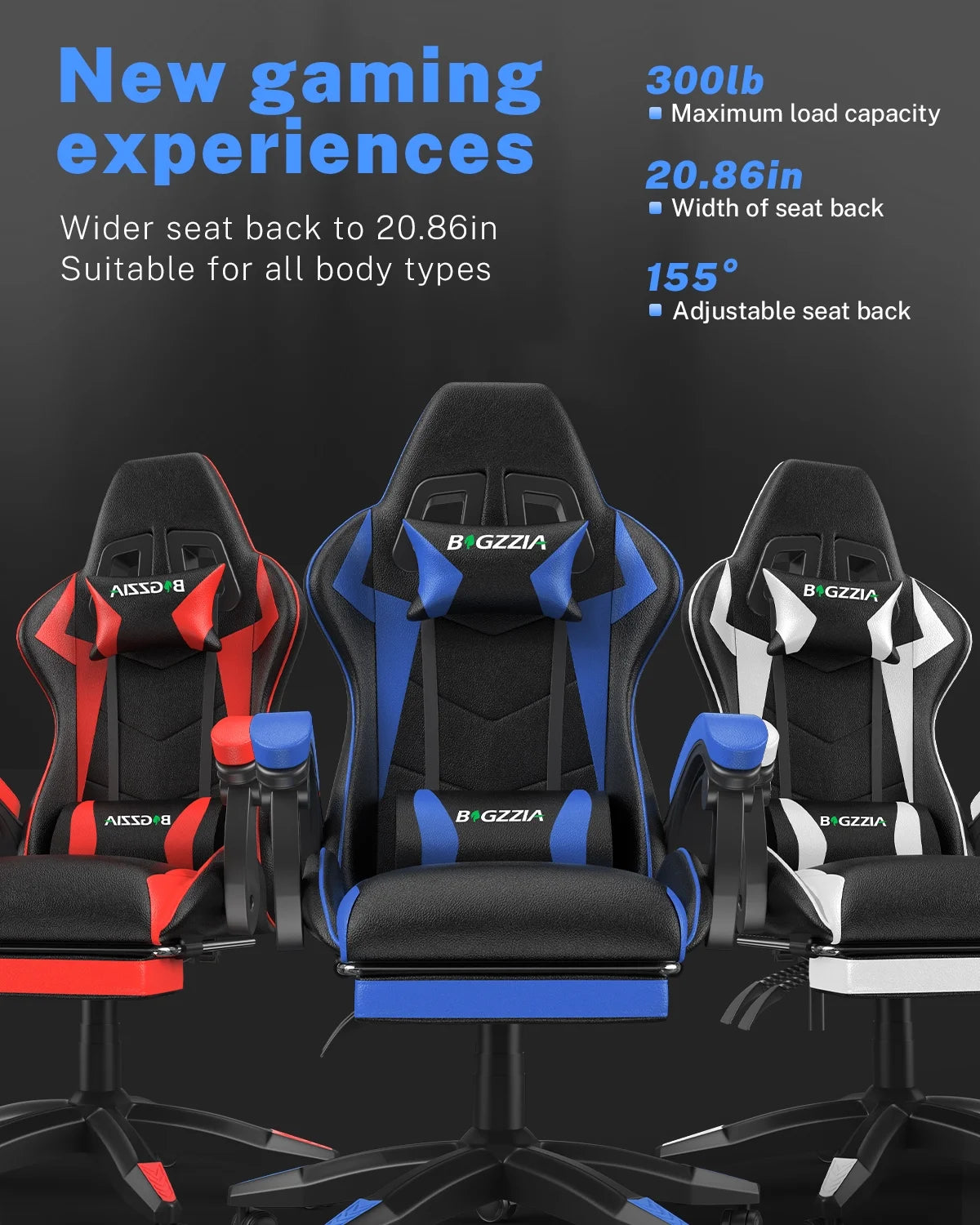 Bigzzia Gaming Chair with Footrest, Gaming Chair for Adult with Headrest and Lumbar Support,Red