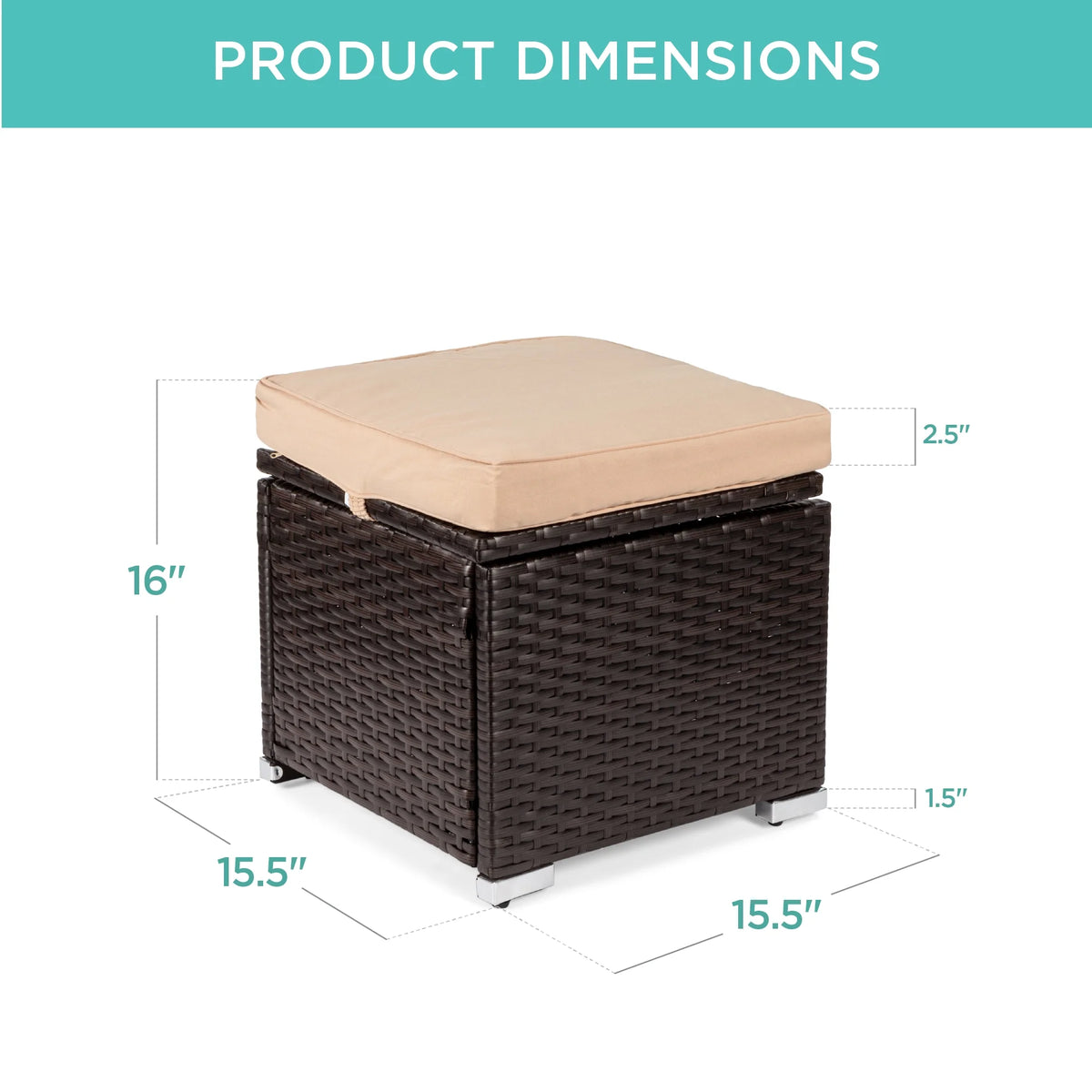 Best Choice Products Set of 2 Wicker Ottomans, Multipurpose Furniture w/ Removable Cushions - Brown/Beige