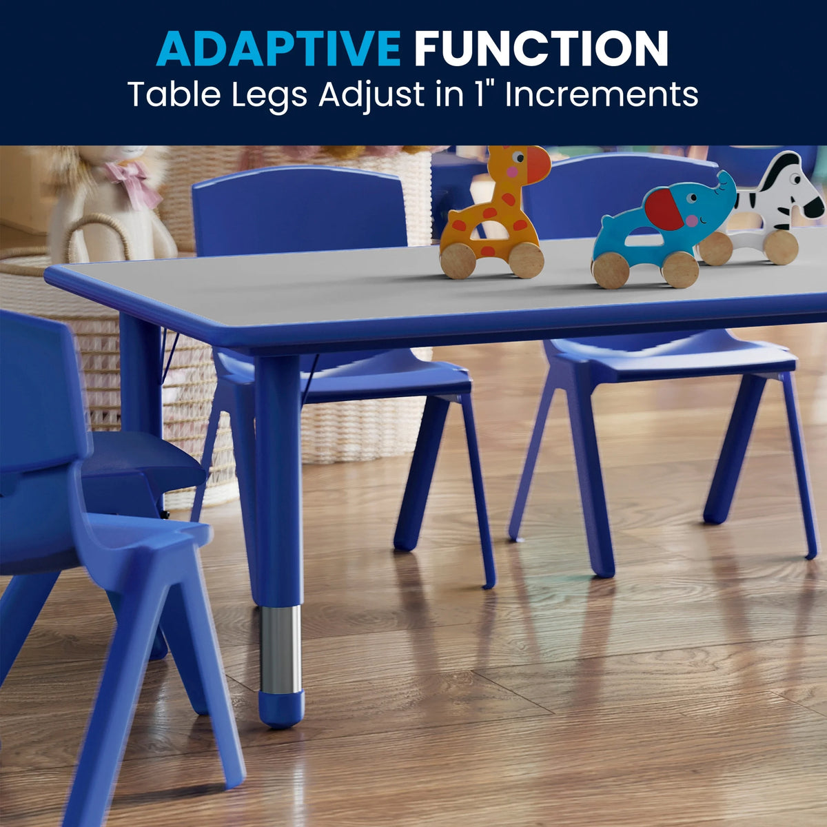 Flash Furniture Emmy Adjustable Classroom Activity Table for Kids with 6 Chairs, Red/Gray