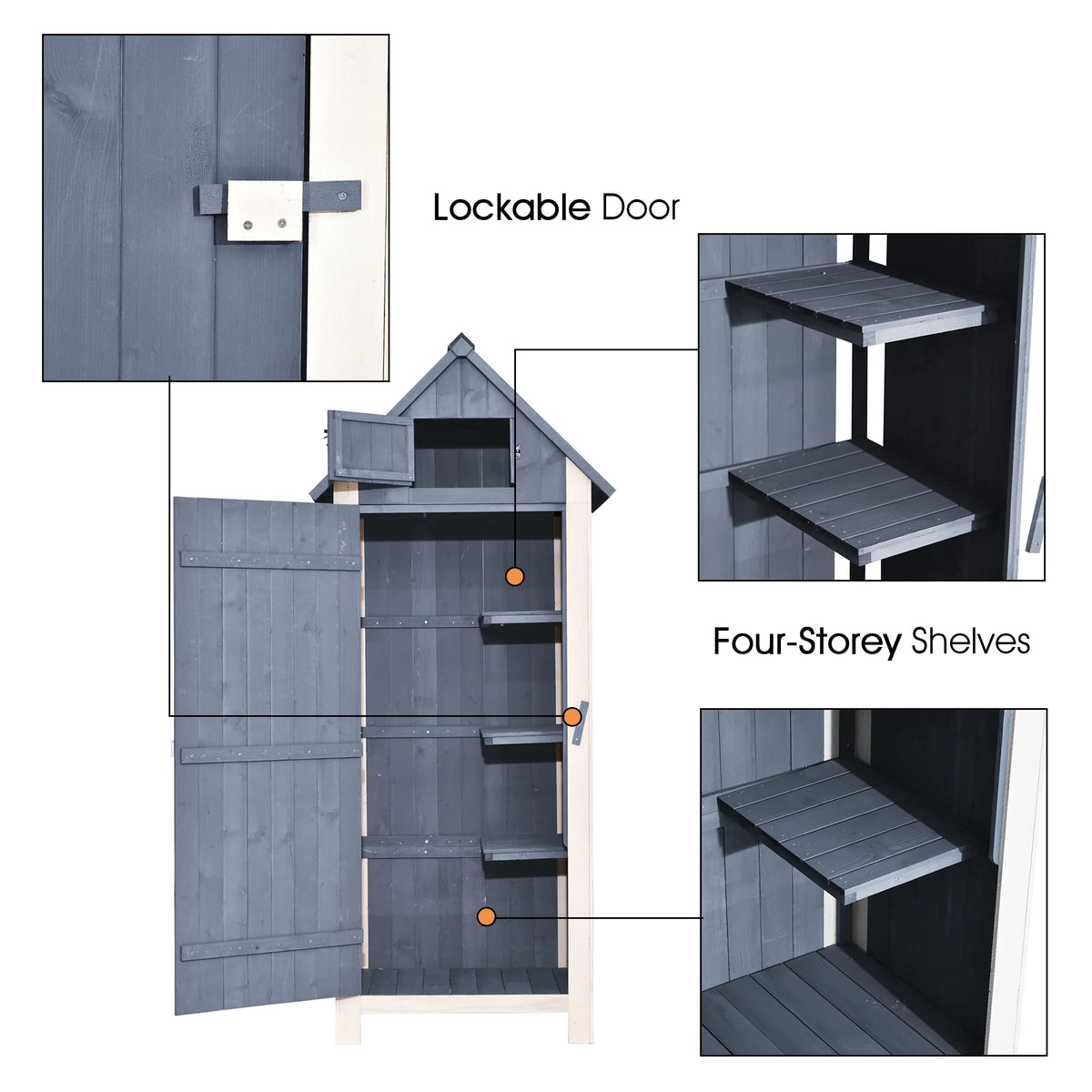 MCombo 2.52 x 1.77 ft. Metal and Wood Storage Shed, Natural