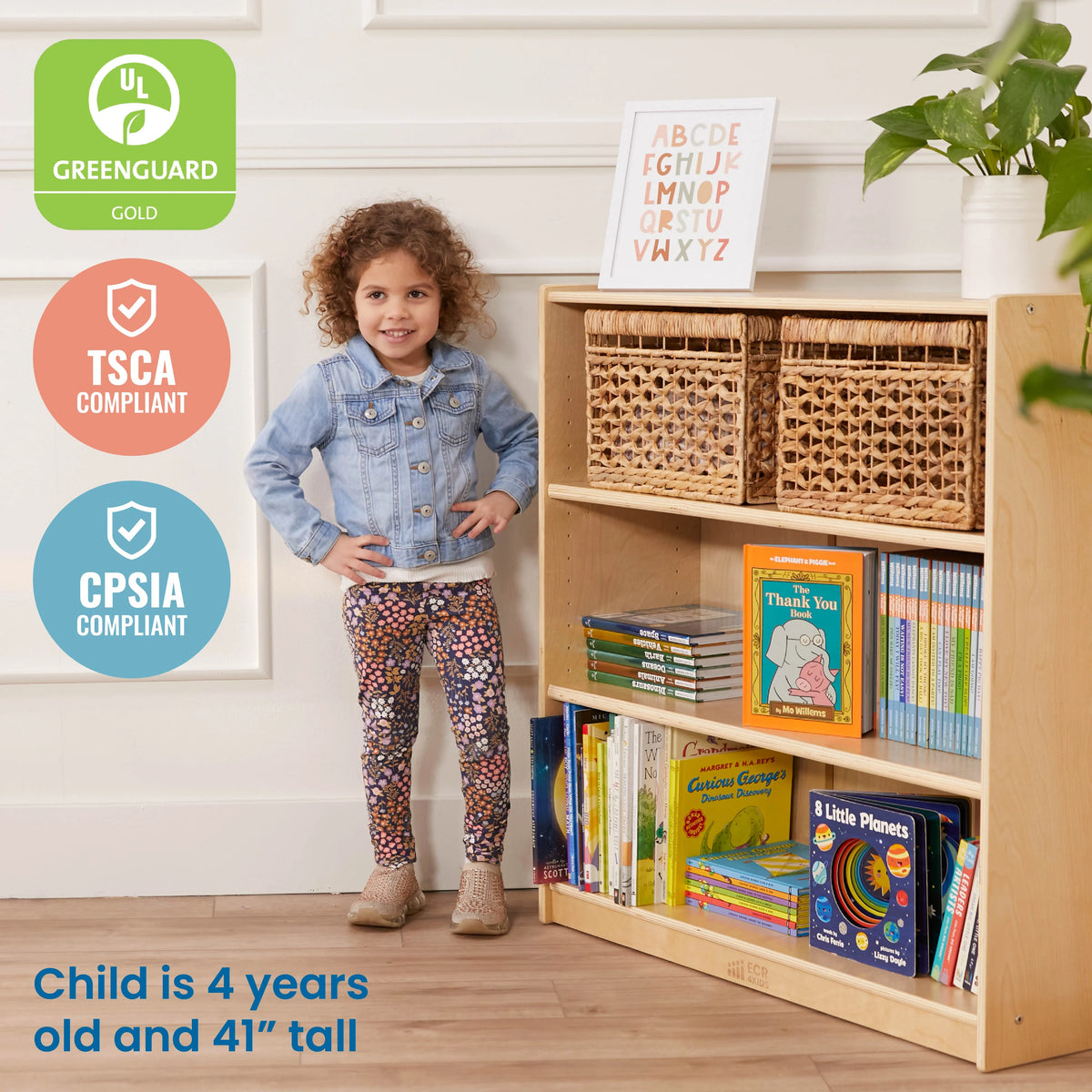 ECR4Kids Classic Bookcase, 36in, Grey Wash