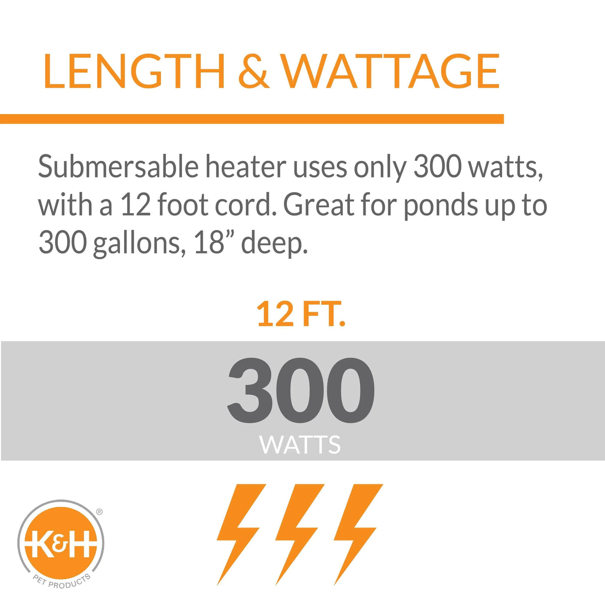 K&H Perfect Climate Submersible Pond De-Icer, Gray, 300W