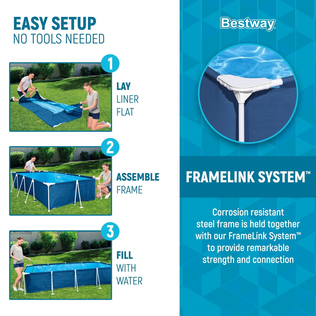Open Box Bestway Steel Pro 8.5'x67"x24" Rectangular Above Ground Swimming Pool