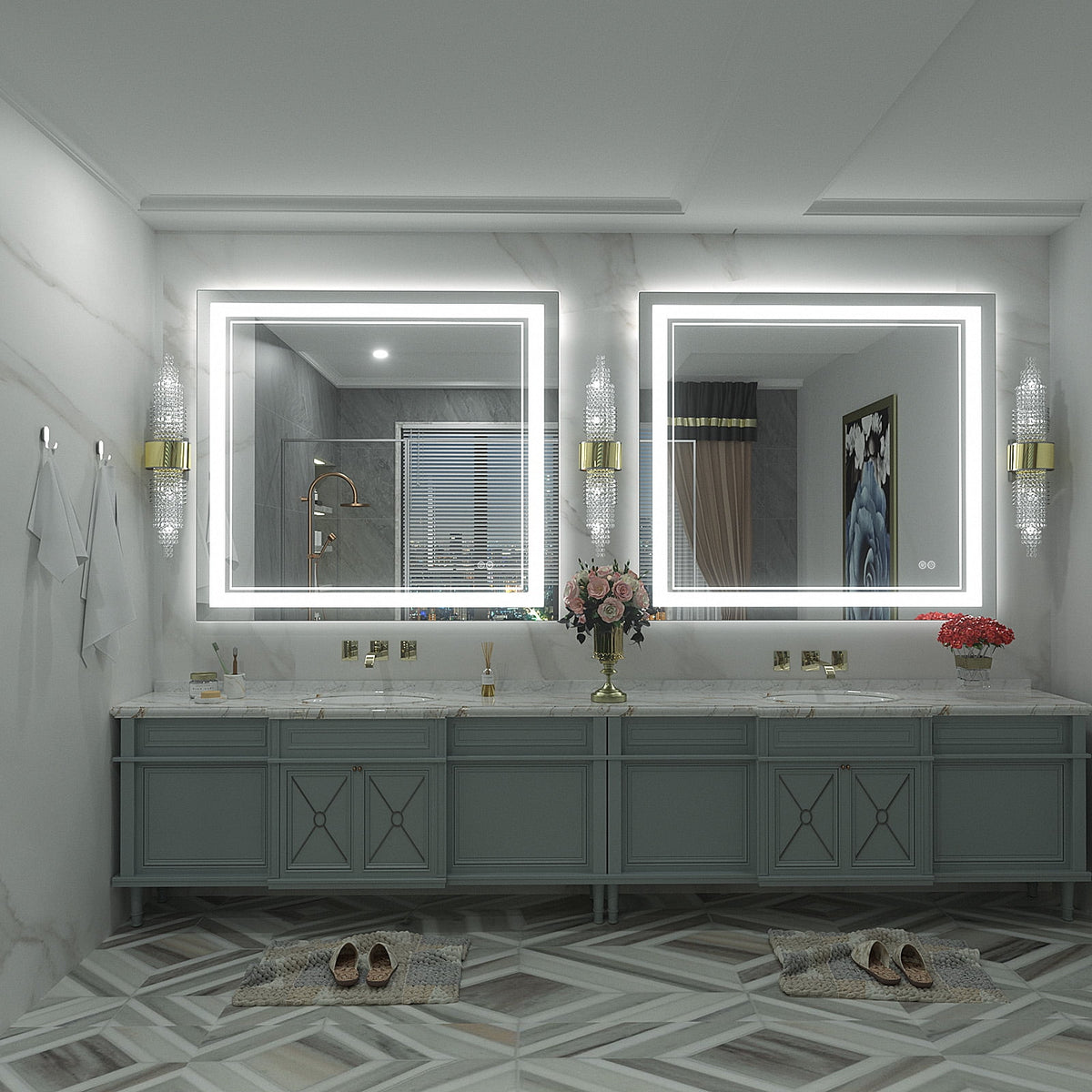 Frameless Frontlit LED Anti-fog Bathroom Vanity Mirror 96x36 inch