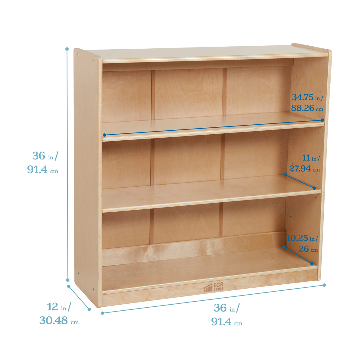 ECR4Kids Classic Bookcase, 36in, Grey Wash