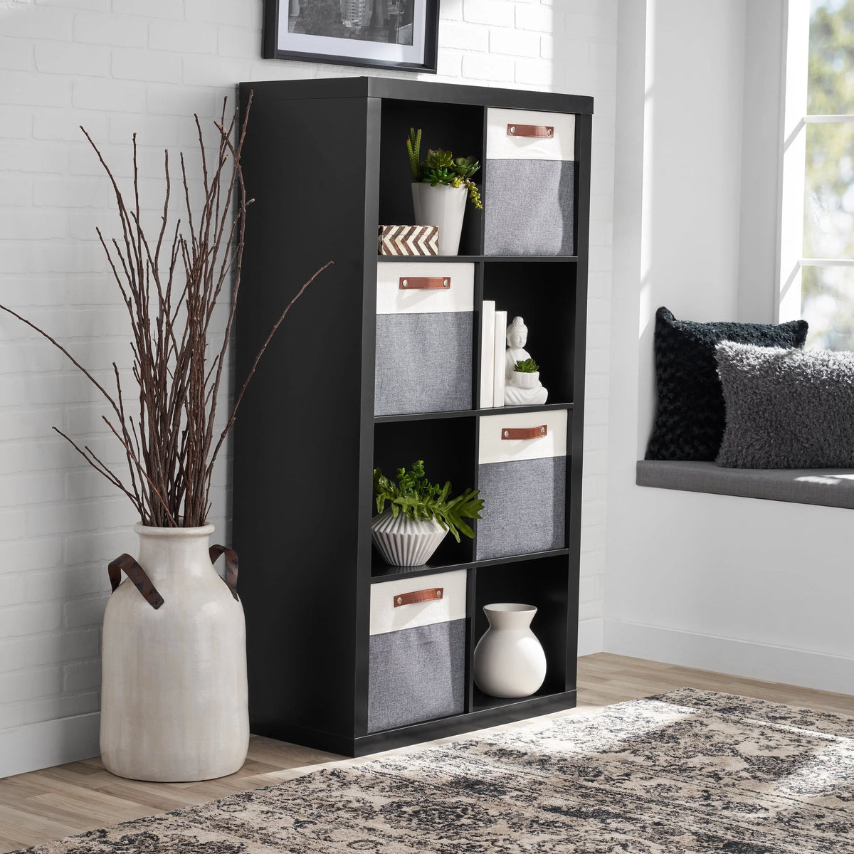 Better Homes & Gardens 8-Cube Storage Organizer, Solid Black