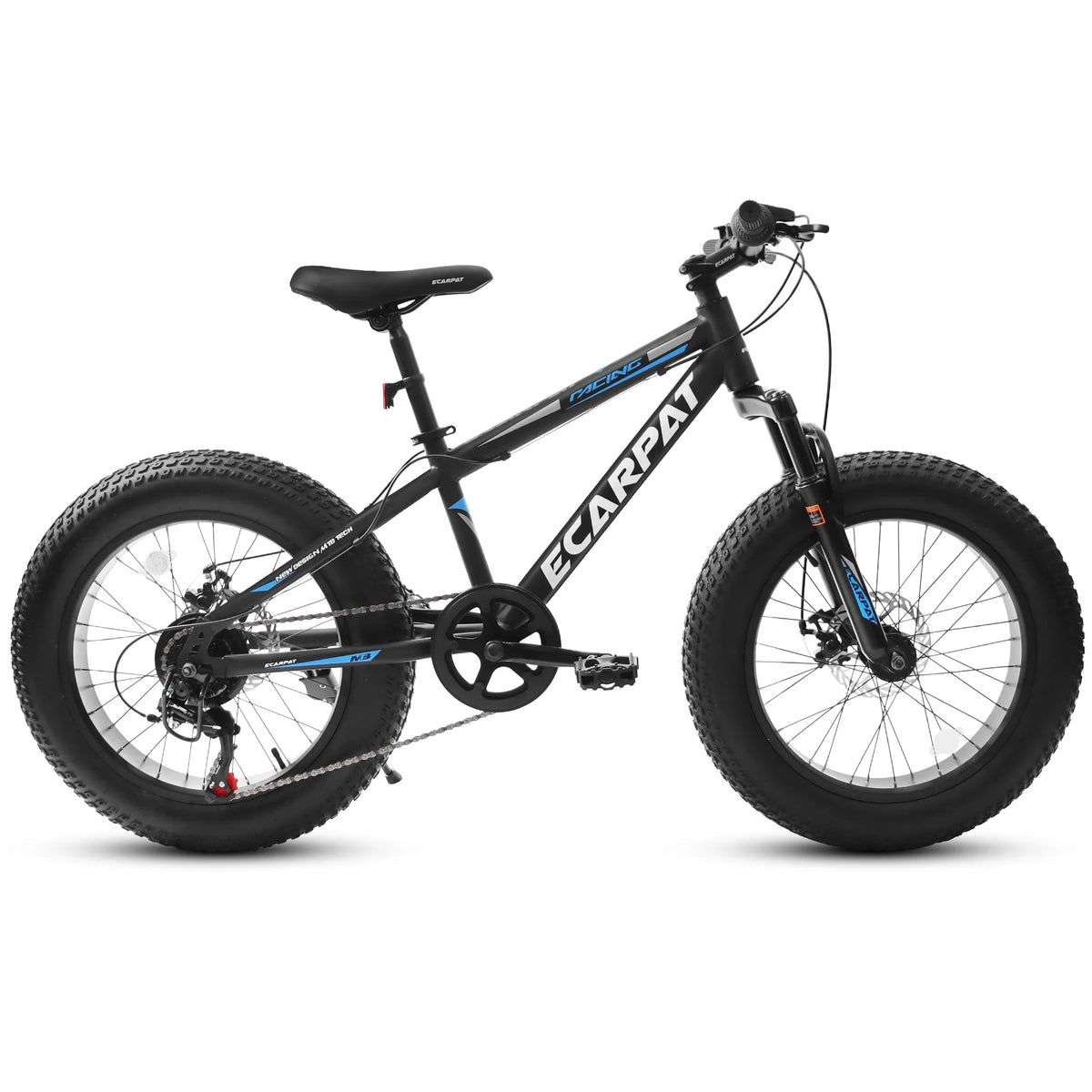20 Inch Mountain Bike for 7-15 Years Old, 7 Speed Kids Bike with High Carbon Steel Frame, Fat Tire and Dual Disc Brake, Front Suspension Mountain Bicycle Gift for Boys Girls, Grey-Orange