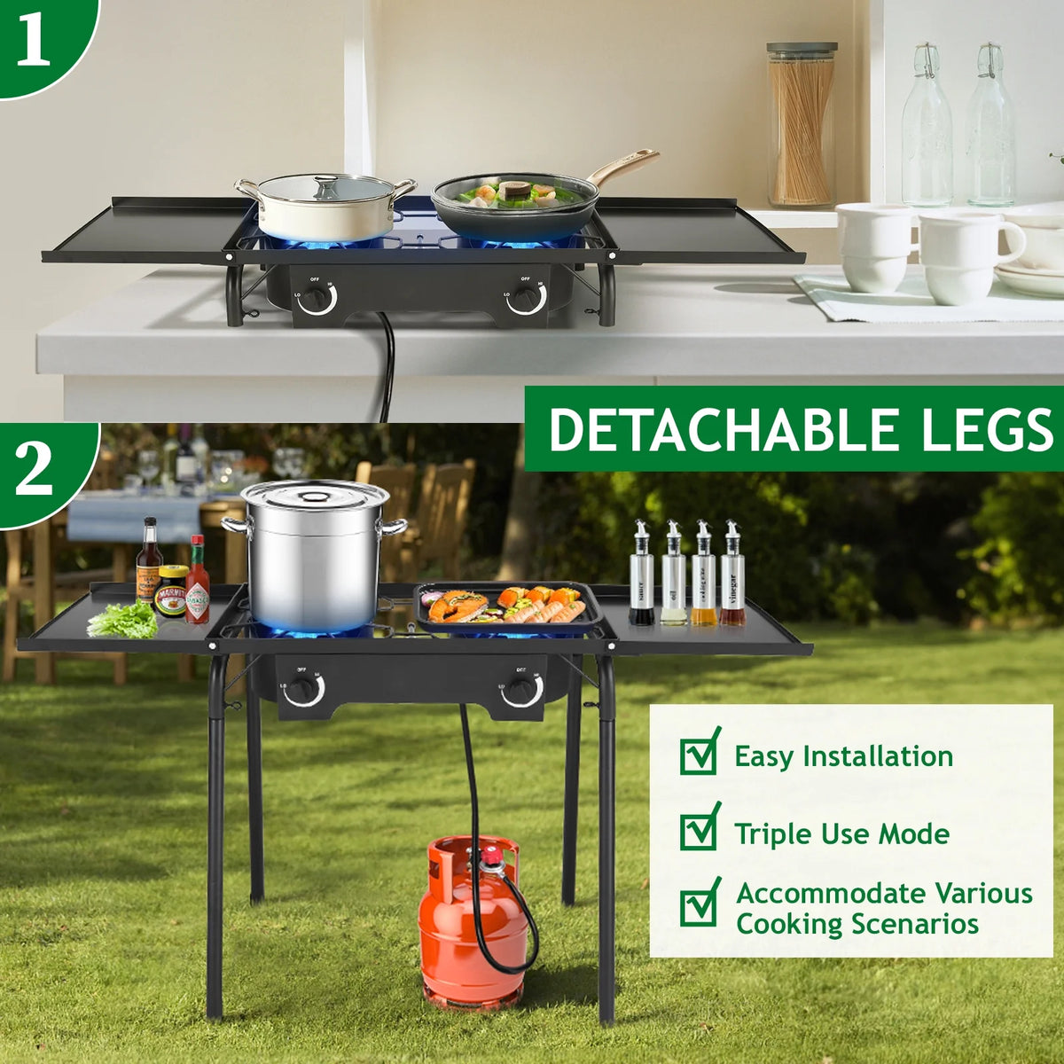 Ktaxon 2 Burner 150000 BTU Cooker Outdoor Camping Picnic Stove Stand BBQ Grill