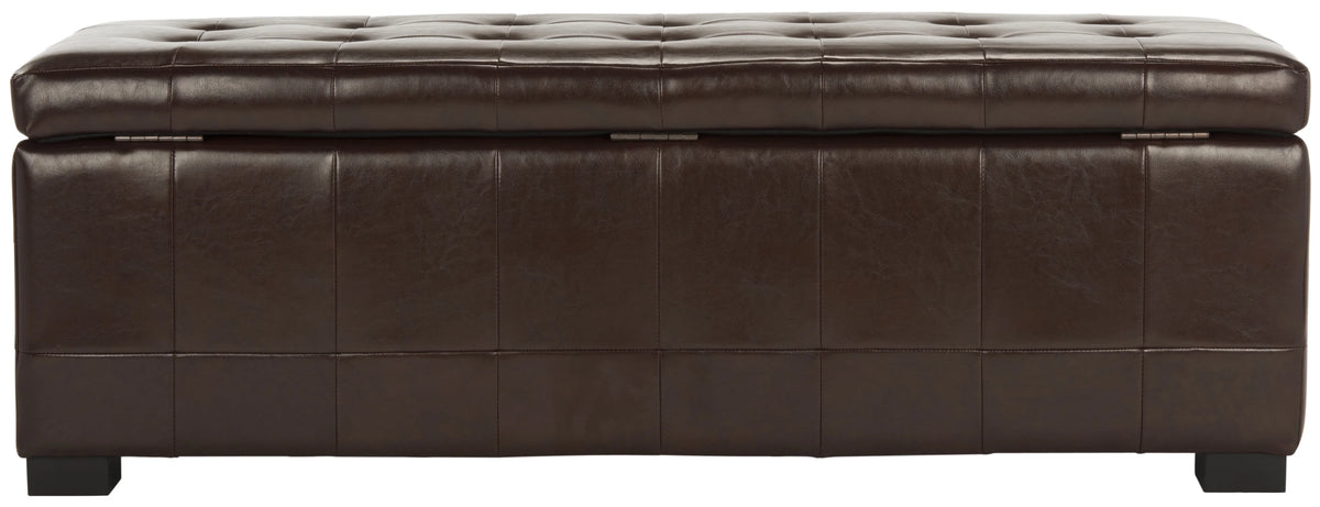 SAFAVIEH Large Manhattan Rustic Tufted Storage Bench, Brown