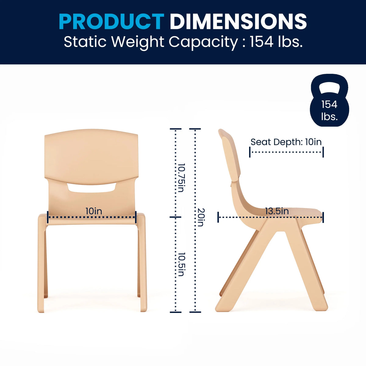 Flash Furniture Emmy Rectangular Adjustable Activity Table with 6 Stacking Chairs, Natural