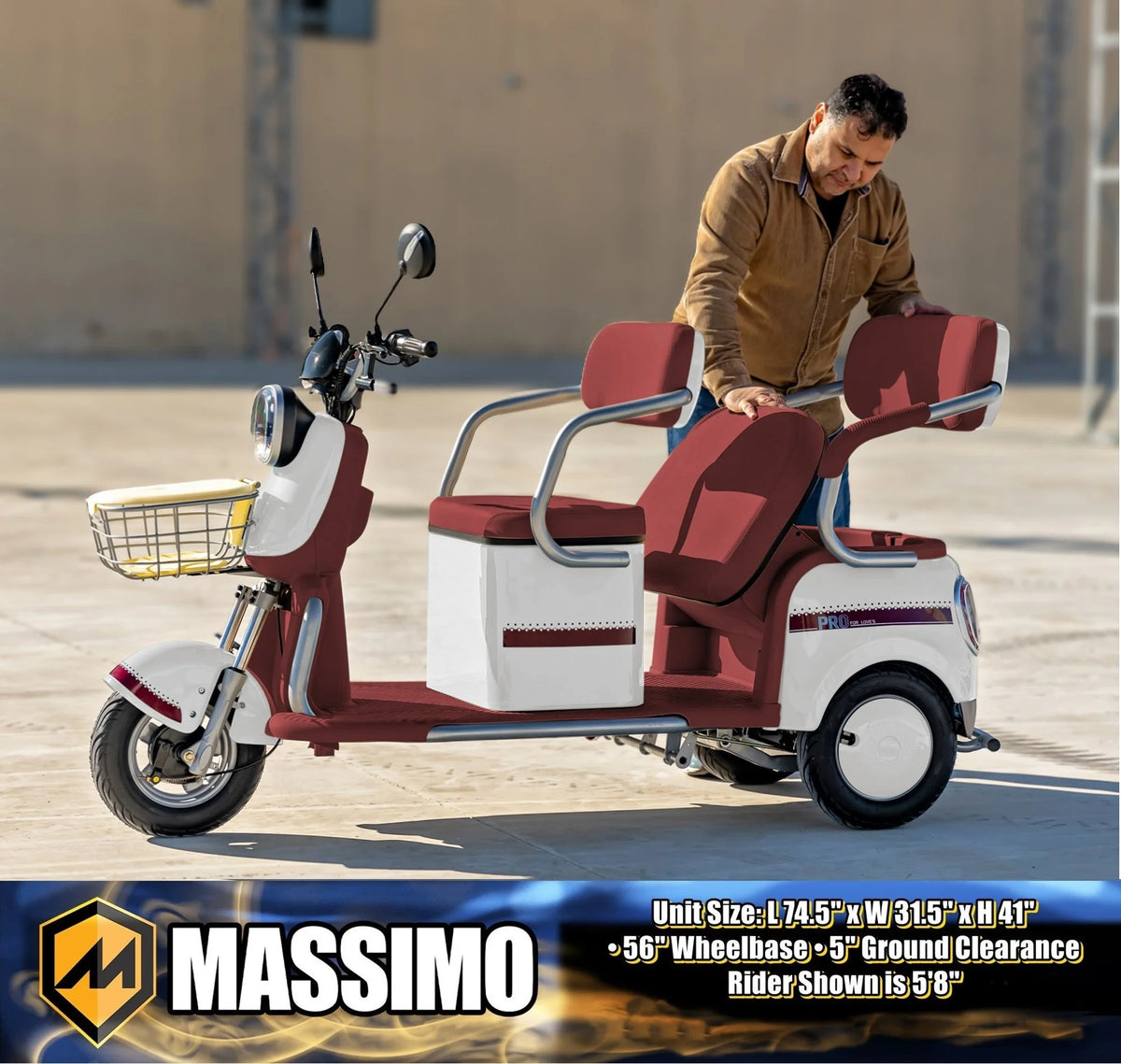 Massimo MGC E-Trike 3-Wheel Electric Cart �C 17 MPH, 2-Seater Adult Scooter �C Blue