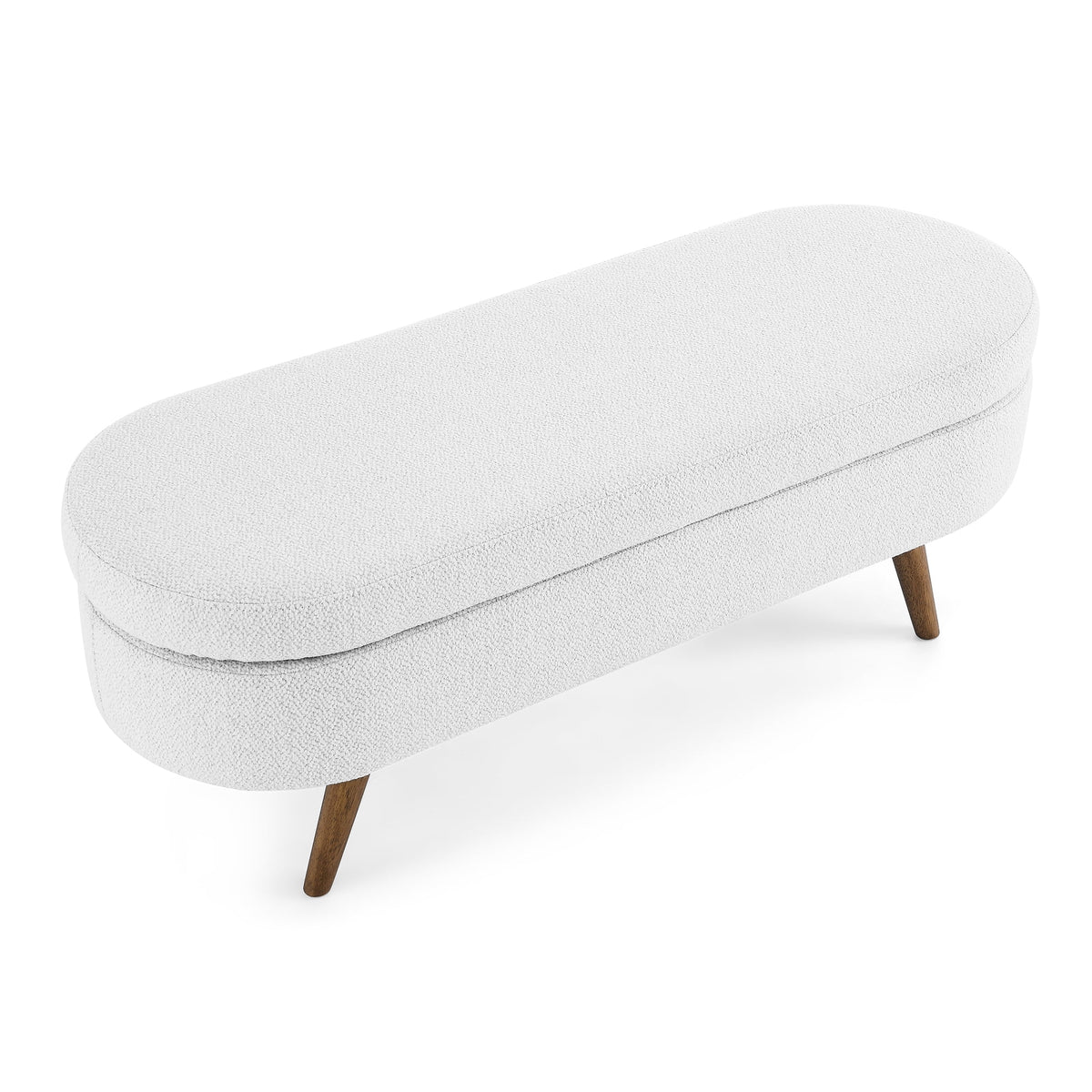 Furniliving Modern Upholstered Button Tufted Storage Ottoman Entryway Bench, Ivory
