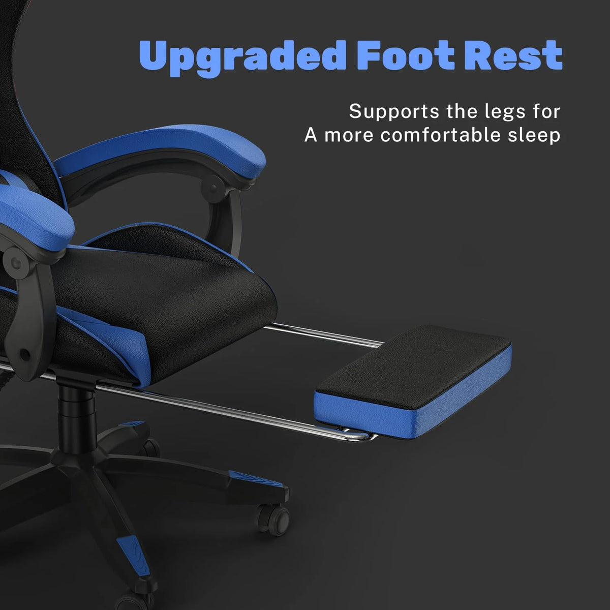 Bigzzia Gaming Chair Pu Leather Office Chair with Ergonomic Lumbar Pillow, Reclining Racing Game Chair Backrest and Seat Height Adjustable Swivel Recliner,Esports Chair with Headrest,Blue
