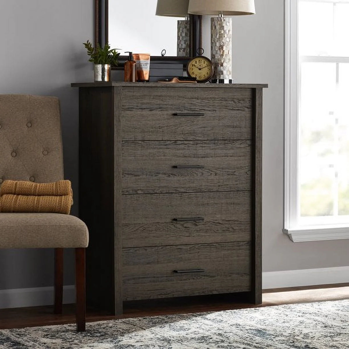 Mainstays Hillside 4-Drawer Dresser, Charcoal Finish