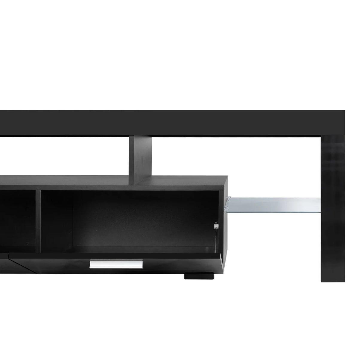 UHOMEPRO TV Stand for TV up to 70", Living Room Entertainment Center with RGB LED Lights and Storage Shelves Furniture, White High Gloss TV Cabinet Console Table