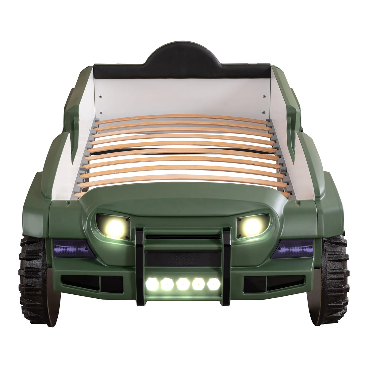 Furniture of America Terra Kids Plastic Twin SUV Bed with LED and Sound, Black