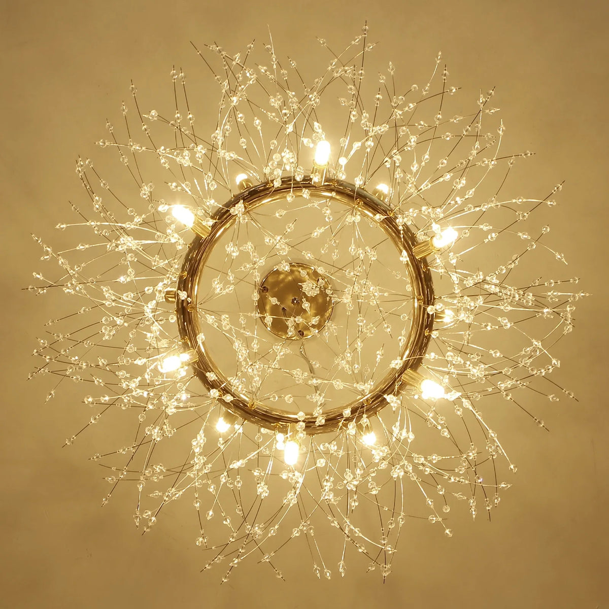 OYIPRO 12/20 - Light Modern Glam Sputnik Wagon Wheel Crystal Chandelier for Entryway, Living Room(Bulbs Included) Chrome 12 12-Light: 31" W x 12.6" H