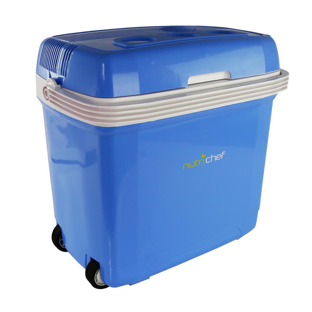 NutriChef Portable Electric Cooler Fridge, 35 Can - 32L Capacity (Blue)