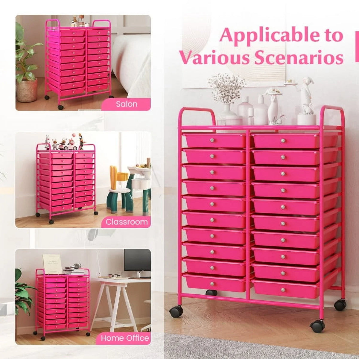 20 Drawers Rolling Storage Cart Studio Organizer