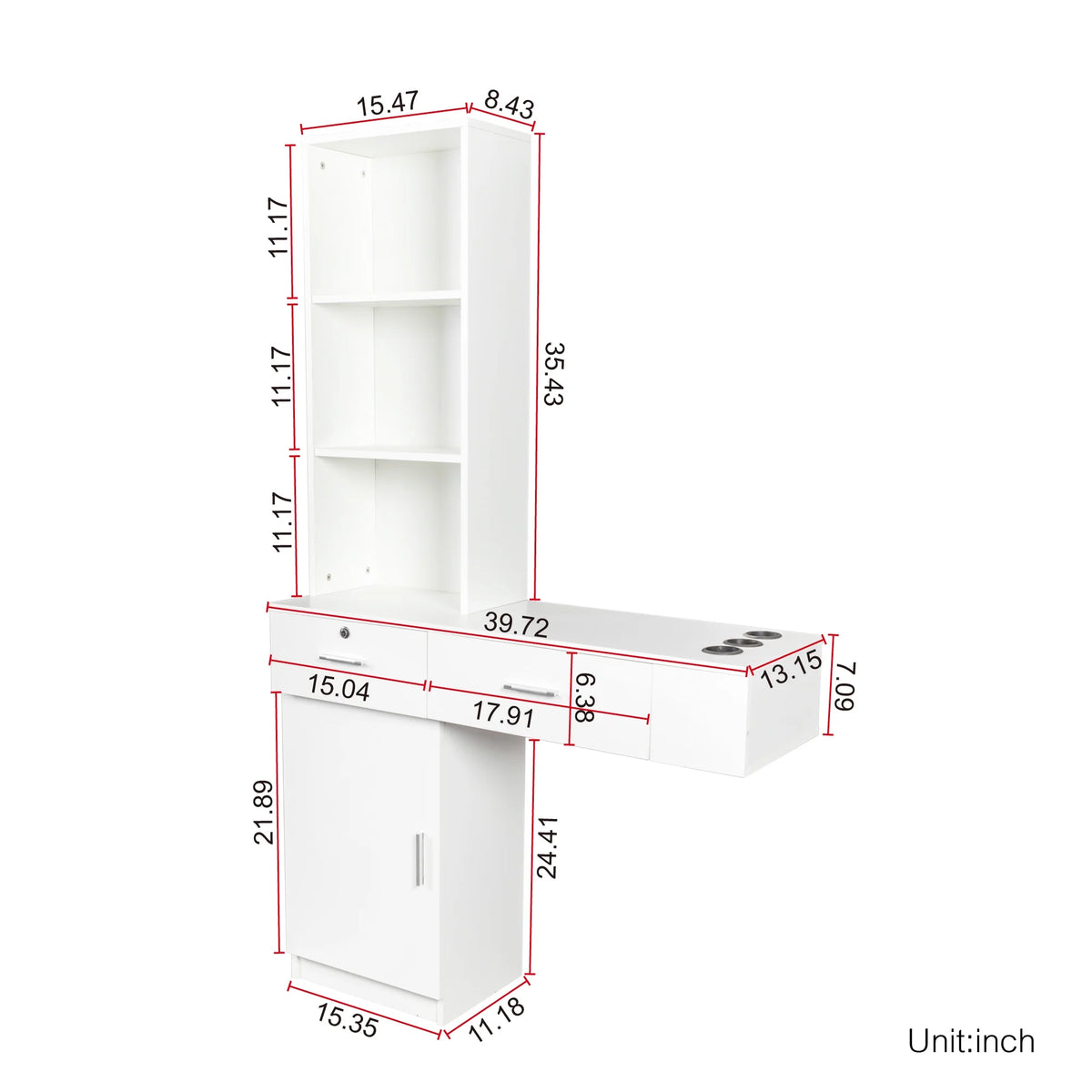 Modern Vanity Desk with Lights Makeup Vanity Dressing with Mirror Large Storage Space White