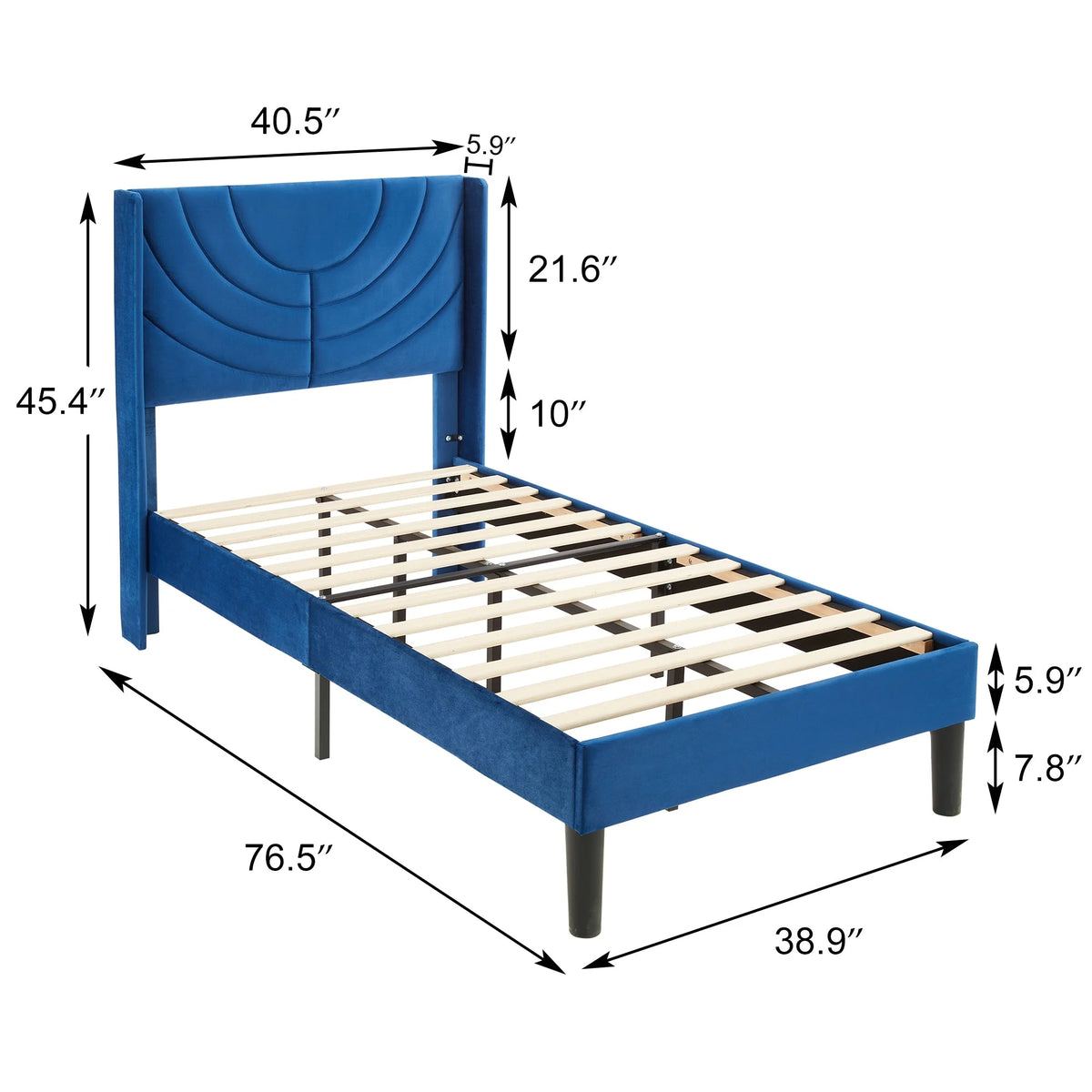 VECELO Set of 2 Twin Bed Frames, Modern Upholstered Platform Bed Frame with Tufted Headboard, No Box Spring Needed, Dark Green