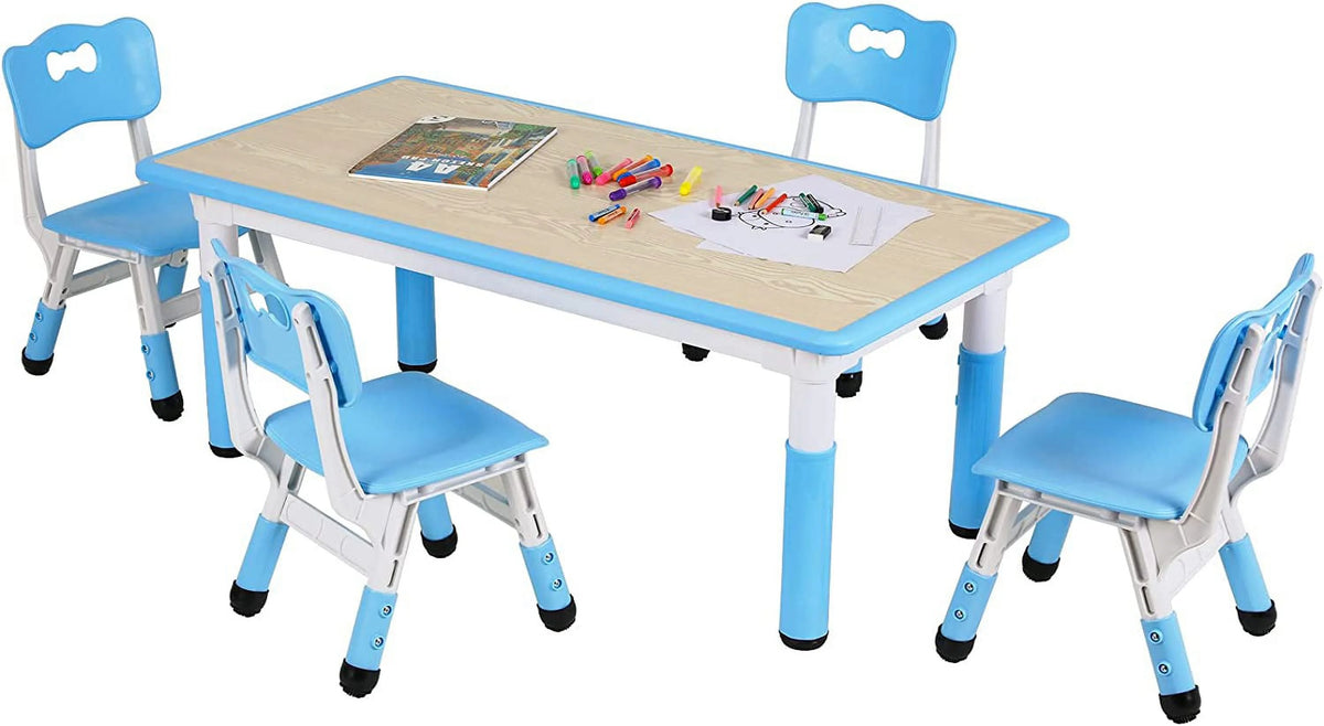 Arlopu Toddler Table and Chair Set Height Adjustable, Kids Activity Table for Reading, Drawing, Eating, Studying, Max 220lbs