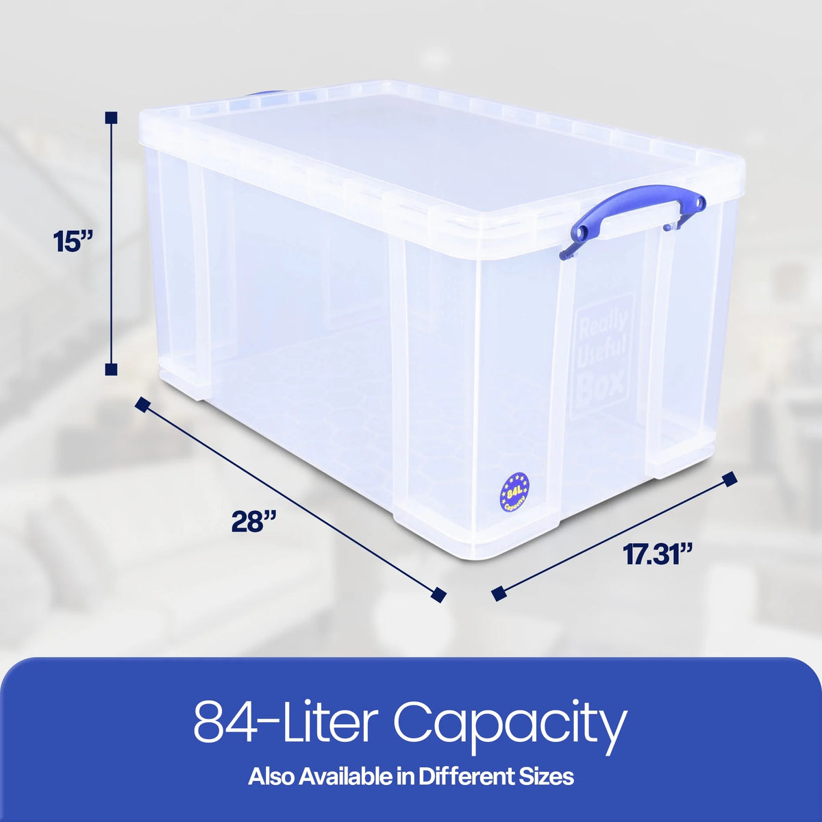Really Useful Box 84L Storage Bin w/Snap Lid & Clip Lock Handle, 2 Pack,